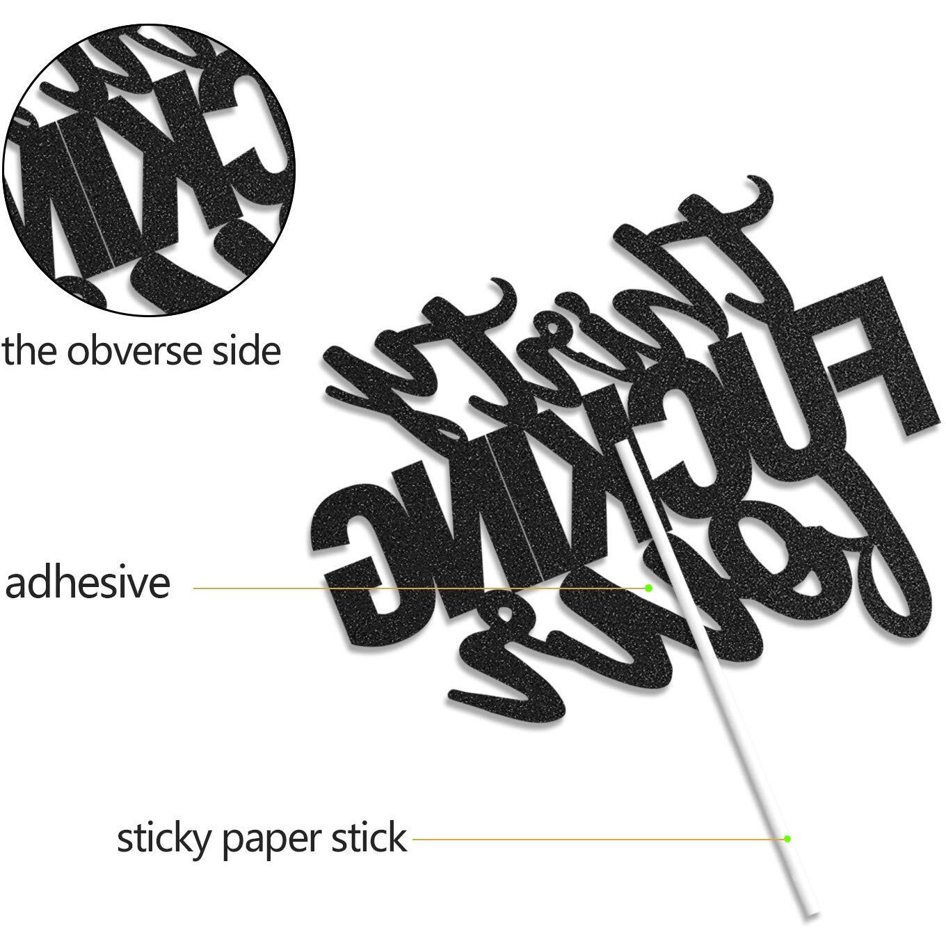Thirty Four Black Glitter Cake Toppers 34 Years Old 34Th Birthday Party Decorations Supplies