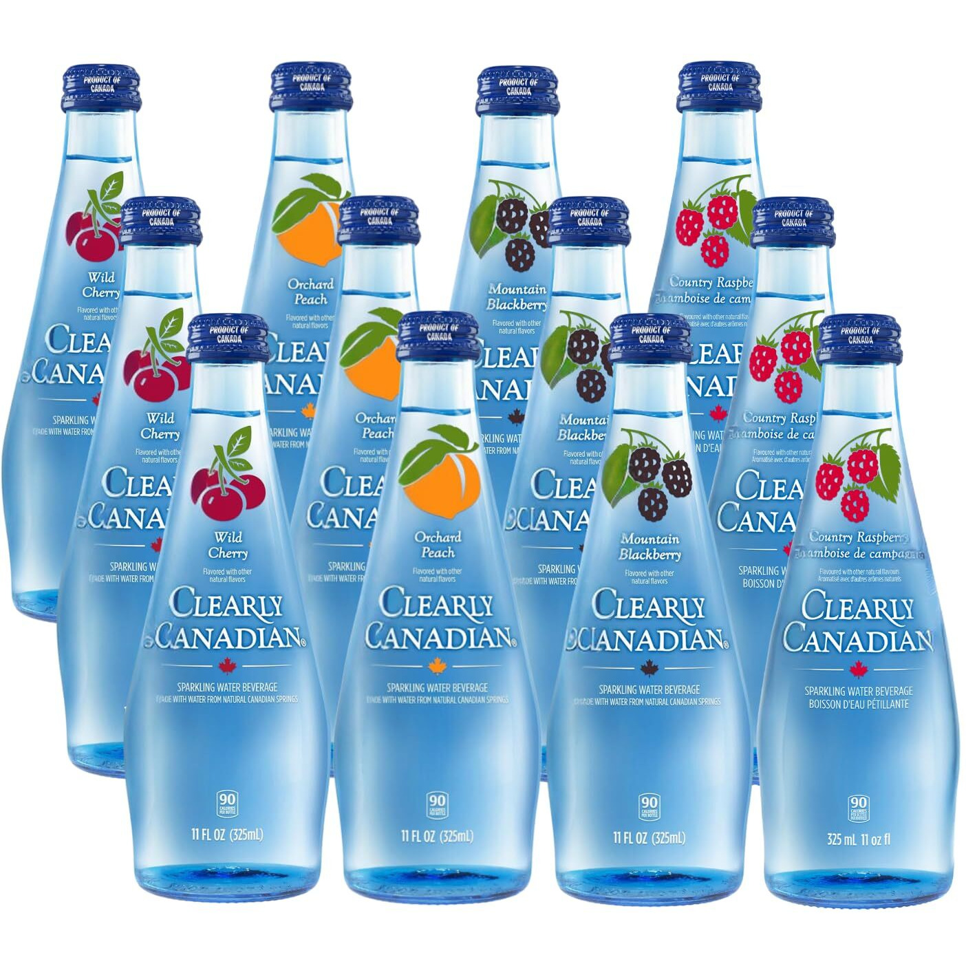 Clearly Canadian Sparkling Flavored Water (4 Flavor Sampler, 12 Pack Variety)
