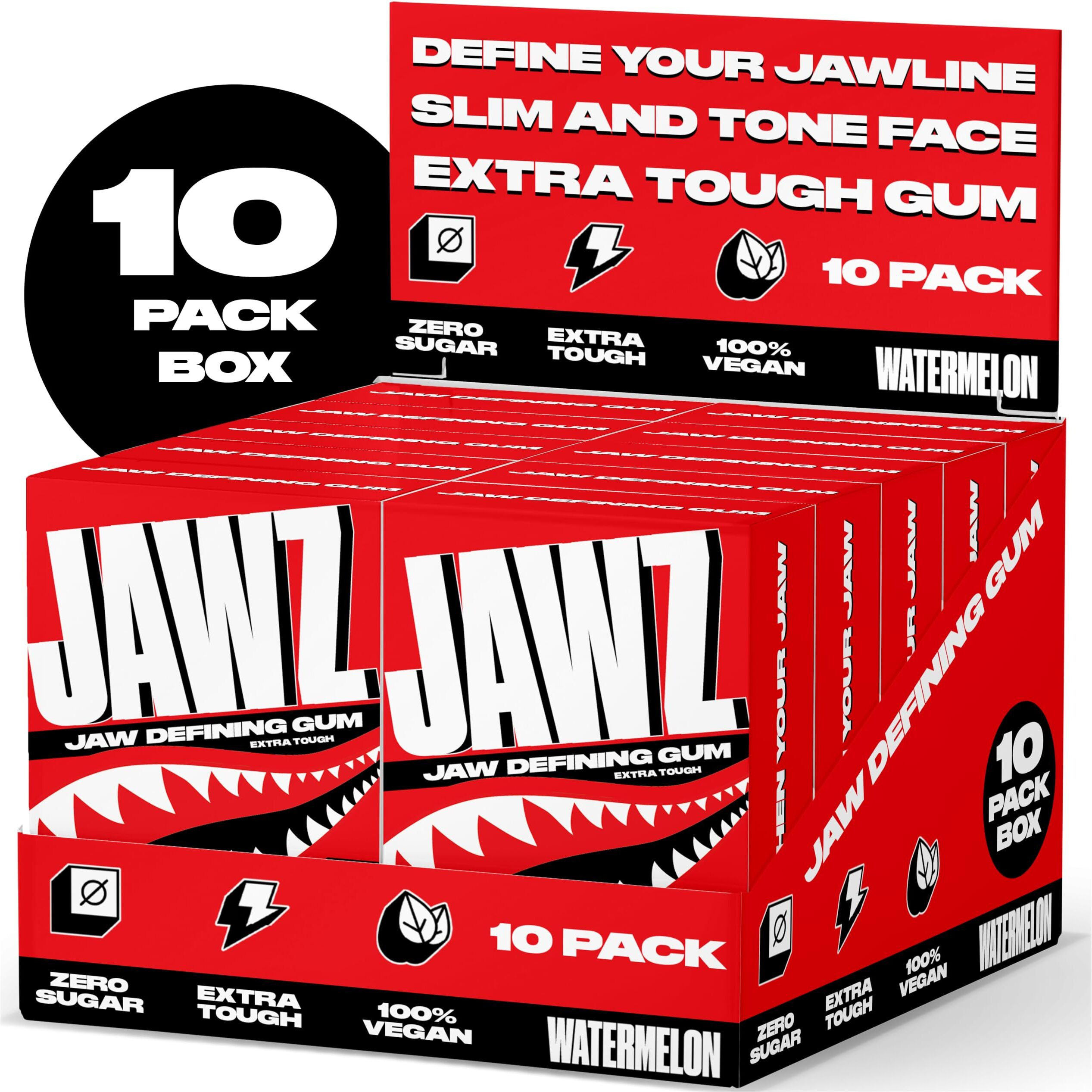 Jawline Chewing Gum (4 Month Supply) Watermelon - Define Your Jawline, Slim And Tone Your Face - Facial Exerciser For Men And Women - Sugar Free Hard Gum (10 Packs) (120 Pieces)