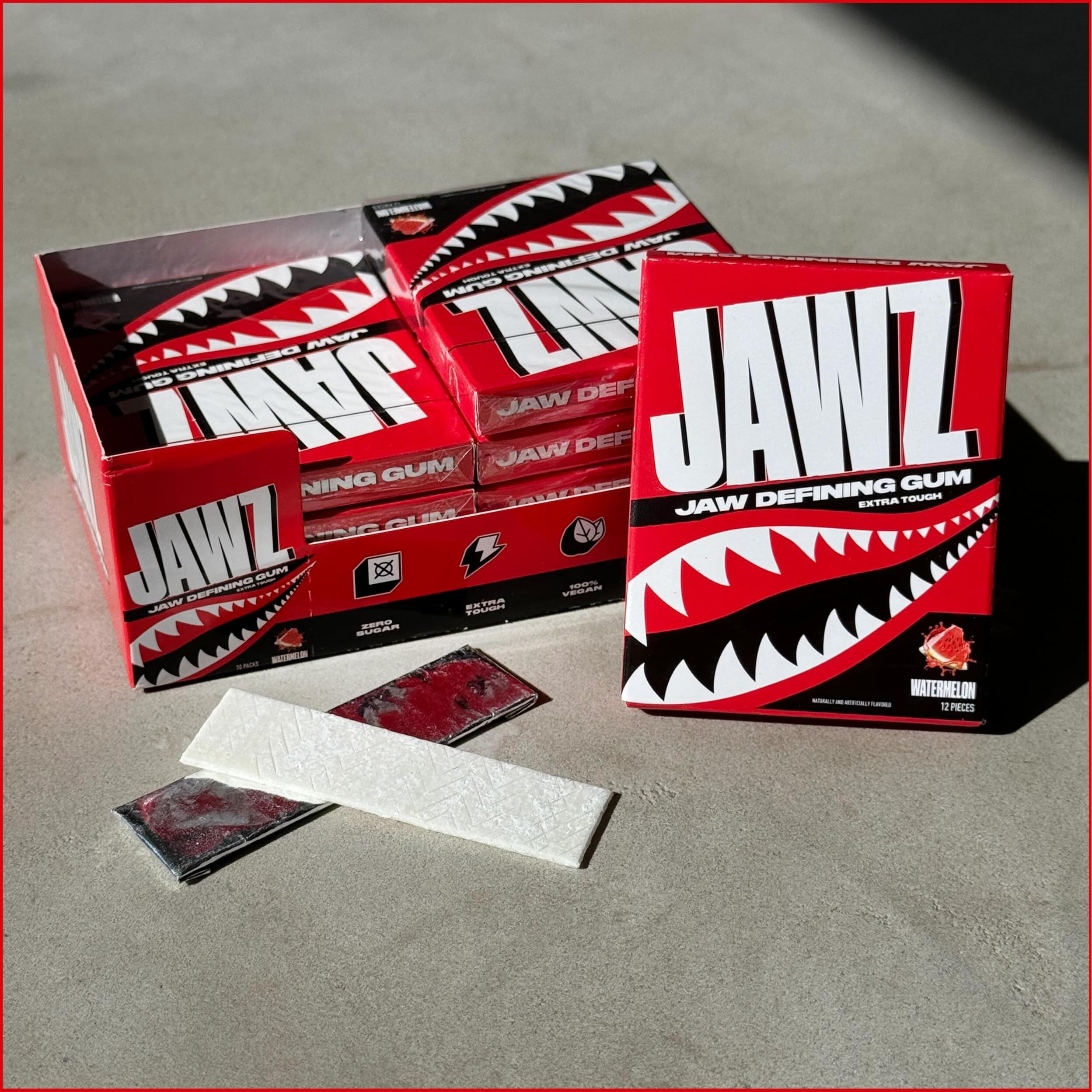 Jawline Chewing Gum (4 Month Supply) Watermelon - Define Your Jawline, Slim And Tone Your Face - Facial Exerciser For Men And Women - Sugar Free Hard Gum (10 Packs) (120 Pieces)