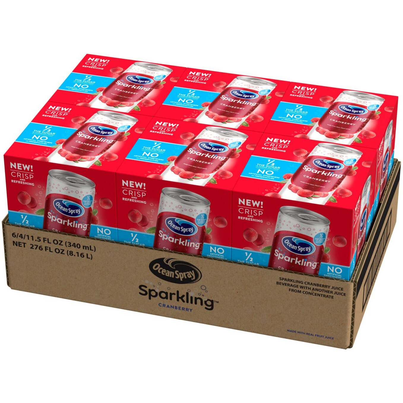 Ocean Spray Sparkling Cranberry Juice Drink, 11.5 Fl Oz Cans, 4 Count (Pack Of 6)