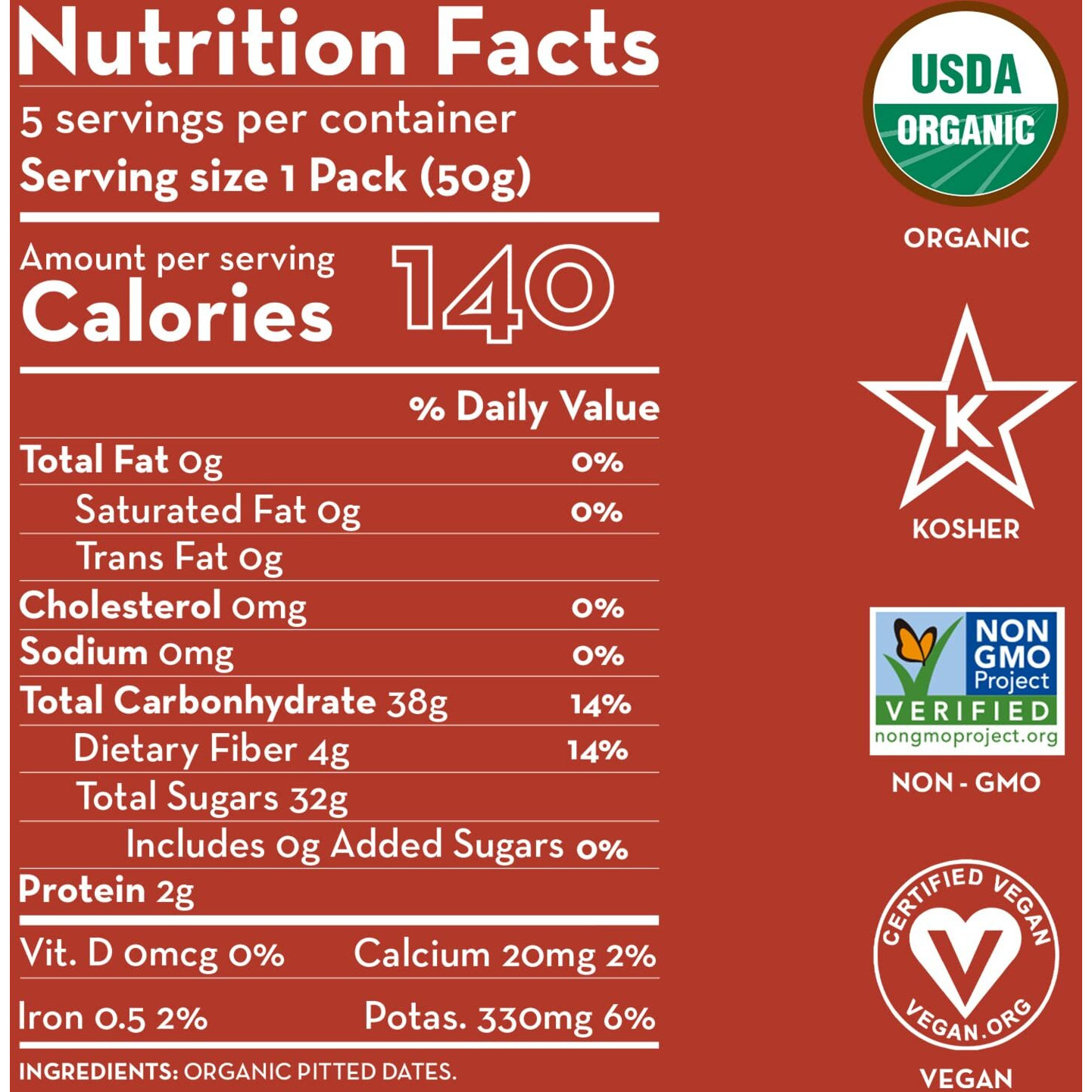 Sunny Fruit Organic Dried Pitted Deglet Nour Dates - 6 Bags (30 Individual Portion Packs)| Healthy, Convenient Superfood Snack Packs | Organic, Non-Gmo, Halal, Kosher, No Preservatives, No Sugar Added