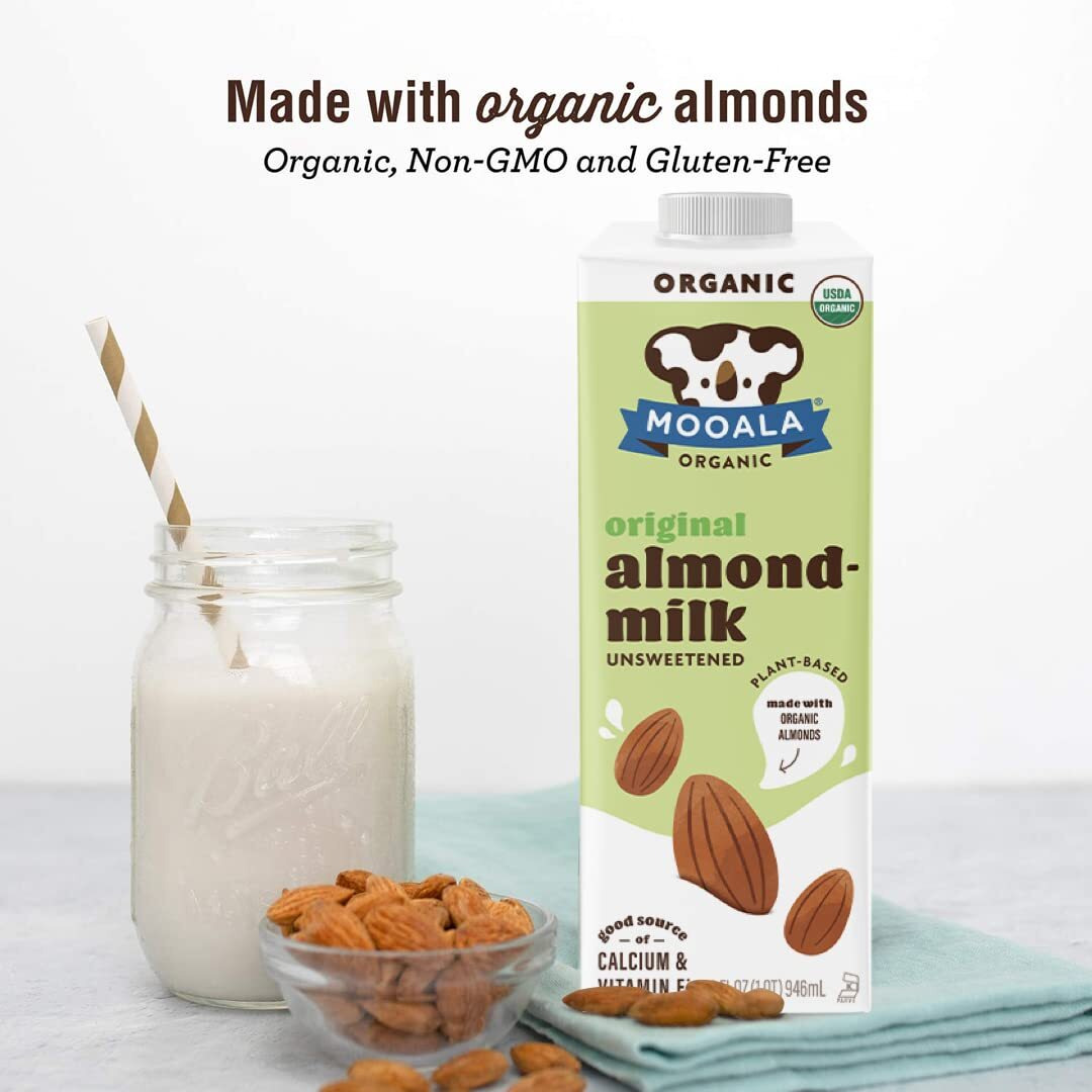 Mooala - Organic Almondmilk, Unsweetened, 32Oz (Pack Of 6) - Shelf-Stable, Non-Dairy, Gluten-Free, Vegan & Plant-Based Beverage With No Added Sugar (Unsweetened Original)