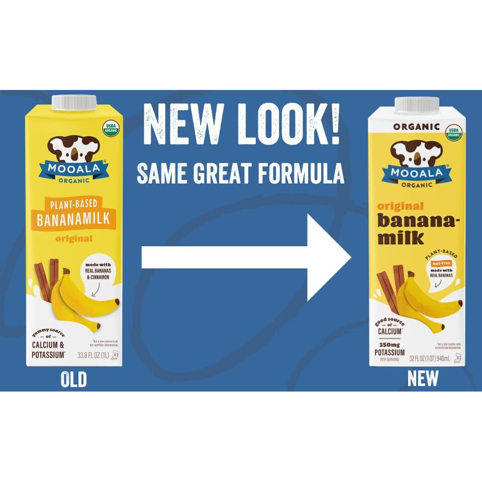 Mooala - Organic Original Bananamilk, 32 Oz (Pack Of 6) - Shelf-Stable, Non-Dairy, Nut-Free, Gluten-Free, Plant-Based Beverage