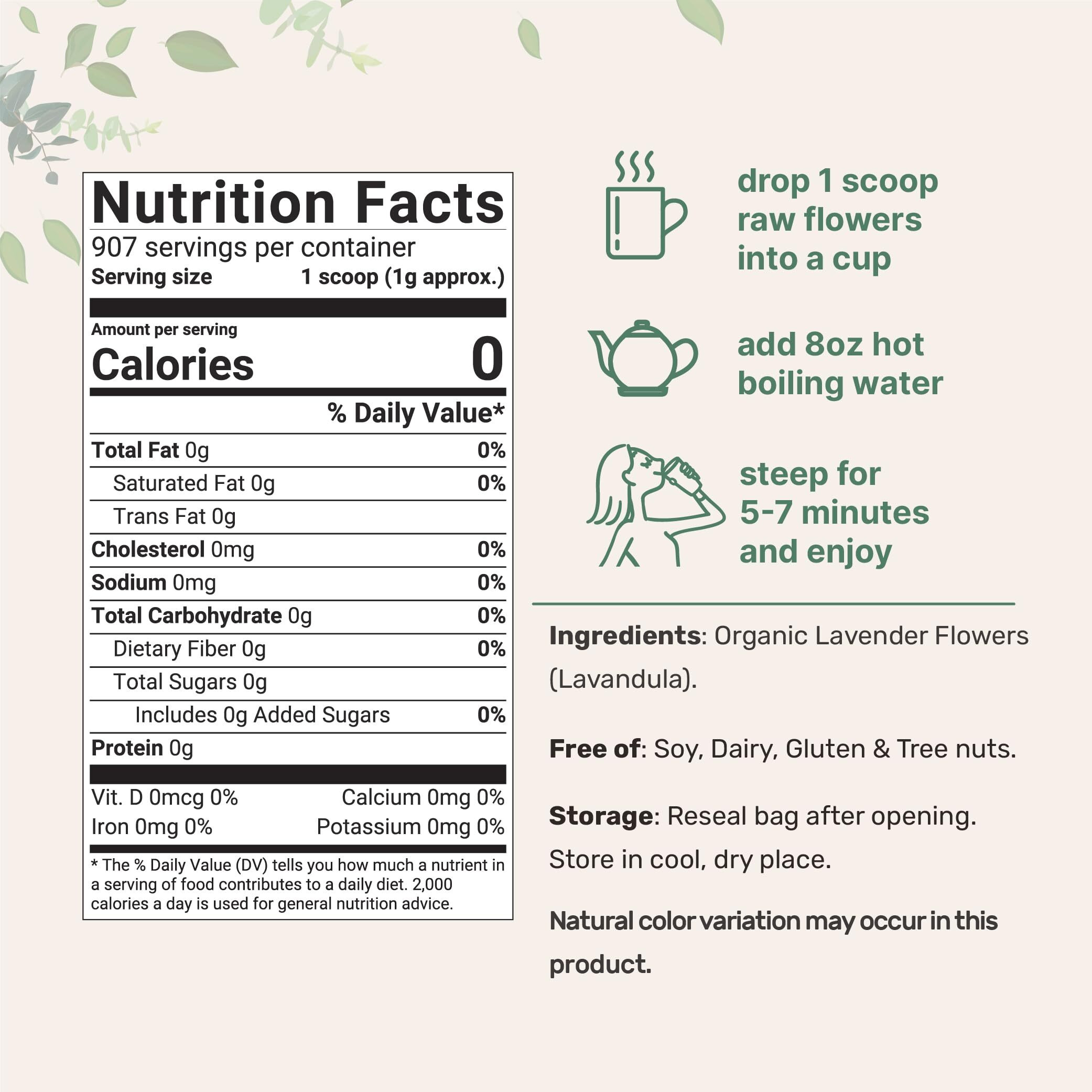 Organic Dried Lavender Flowers, 2Lb (32Oz) | Culinary Lavender From France For Tea, Home Fragrance & Sachets | Food Grade Edible Lavender Buds | Non-Gmo, Bulk Supply