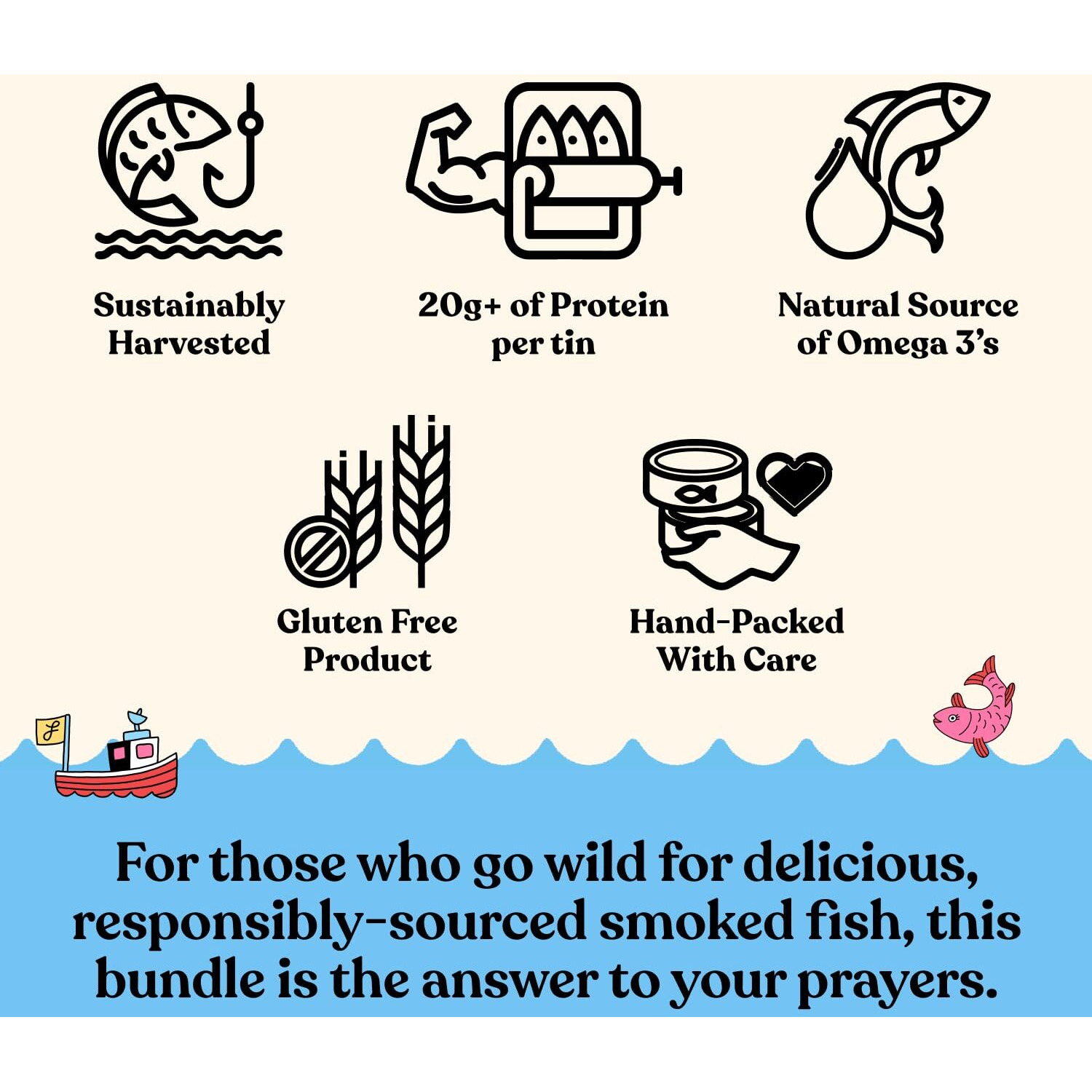 Fishwife Starter 7-Pack (Variety Of Tinned Seafood Including Smoked Salmon, Rainbow Trout, Sardines & More) | Gluten Free