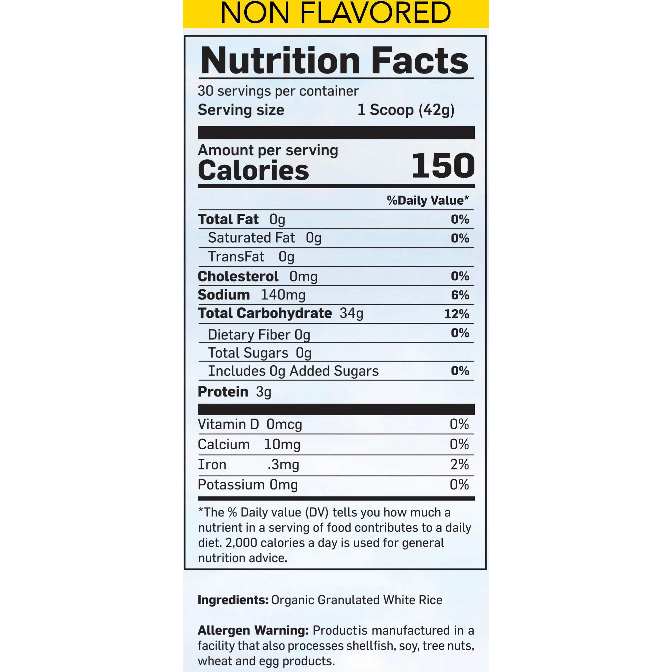 Pride Foods Rice 'N Grinds, 100% Natural Hot Rice Cereal, Unflavored, 30 Servings, 44.4Oz