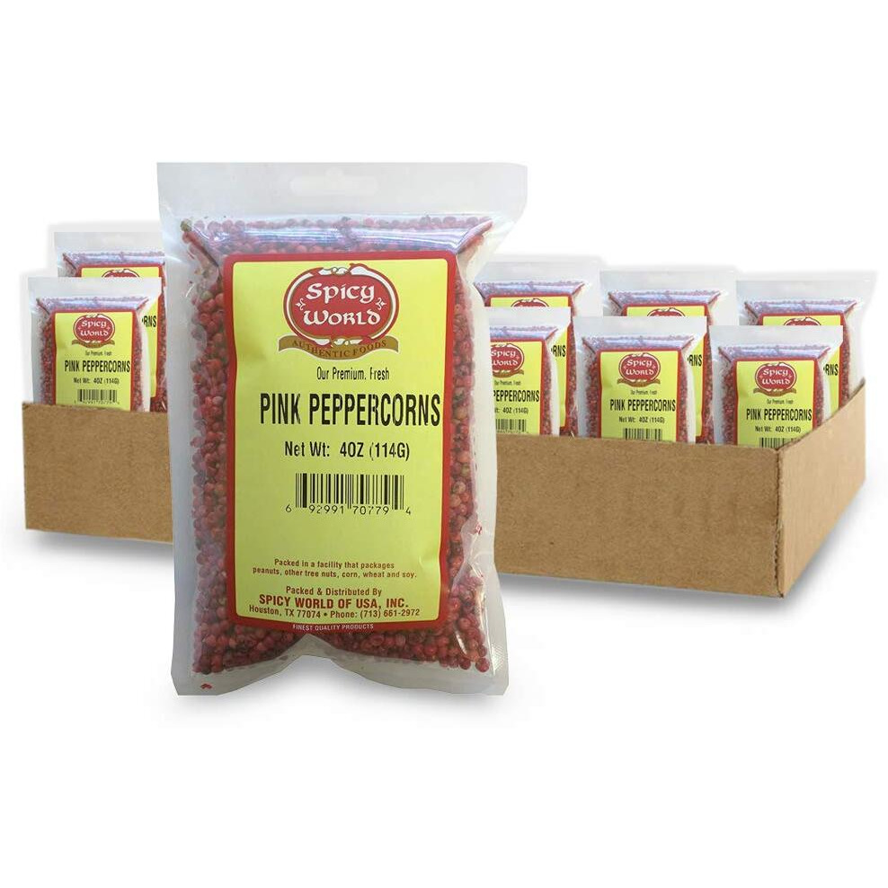 Pink Peppercorns 10 Oz - Premium Whole Pepper - Non Gmo & Steam Sterilized - By Spicy World (Pack Of 12)