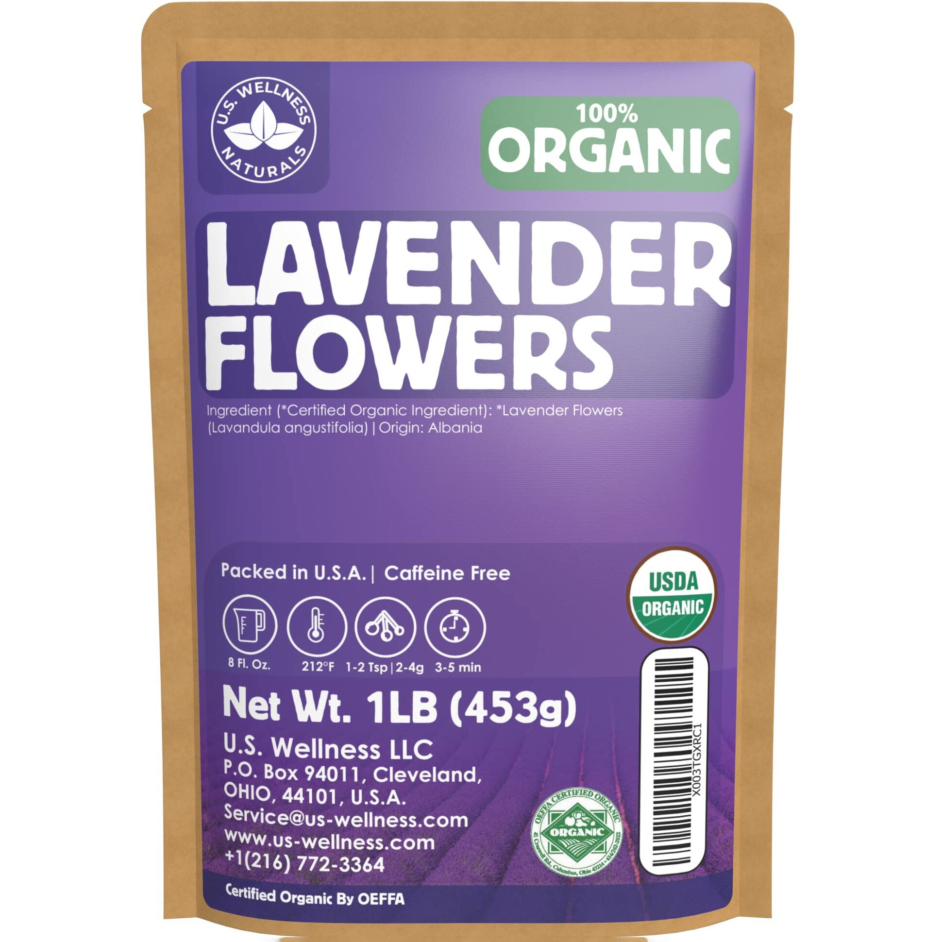 Lavender Tea 1Lb (16Oz) 100% Certified Organic| Lavender Flowers Dried | Loose Lavender Tea| Perfect For Tea, Baking, Lemonade, Diy Beauty, Sachets & Fresh Fragrance | 100% Raw Albanian Harvest |