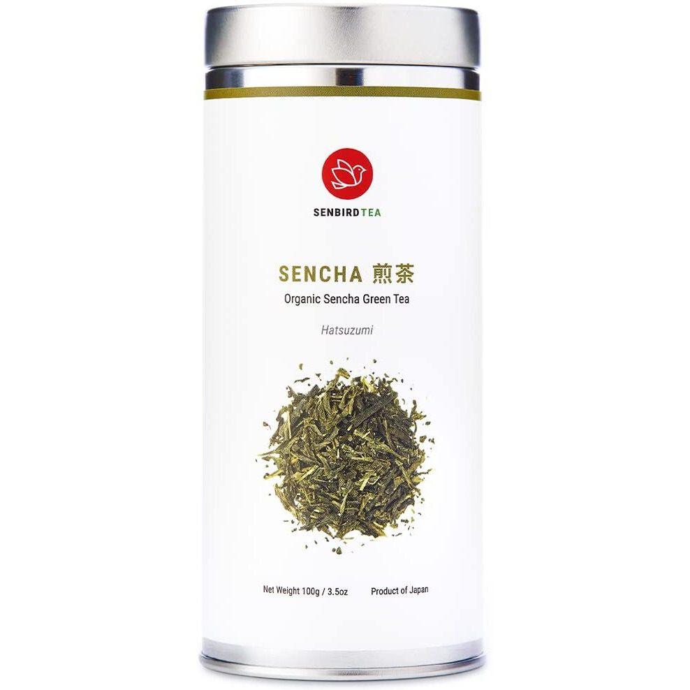 Senbird Organic Sencha - Japanese Green Tea - From Shizuoka, Japan - Loose Leaf Tea In Airtight Tea Tin (3.5Oz/100G)