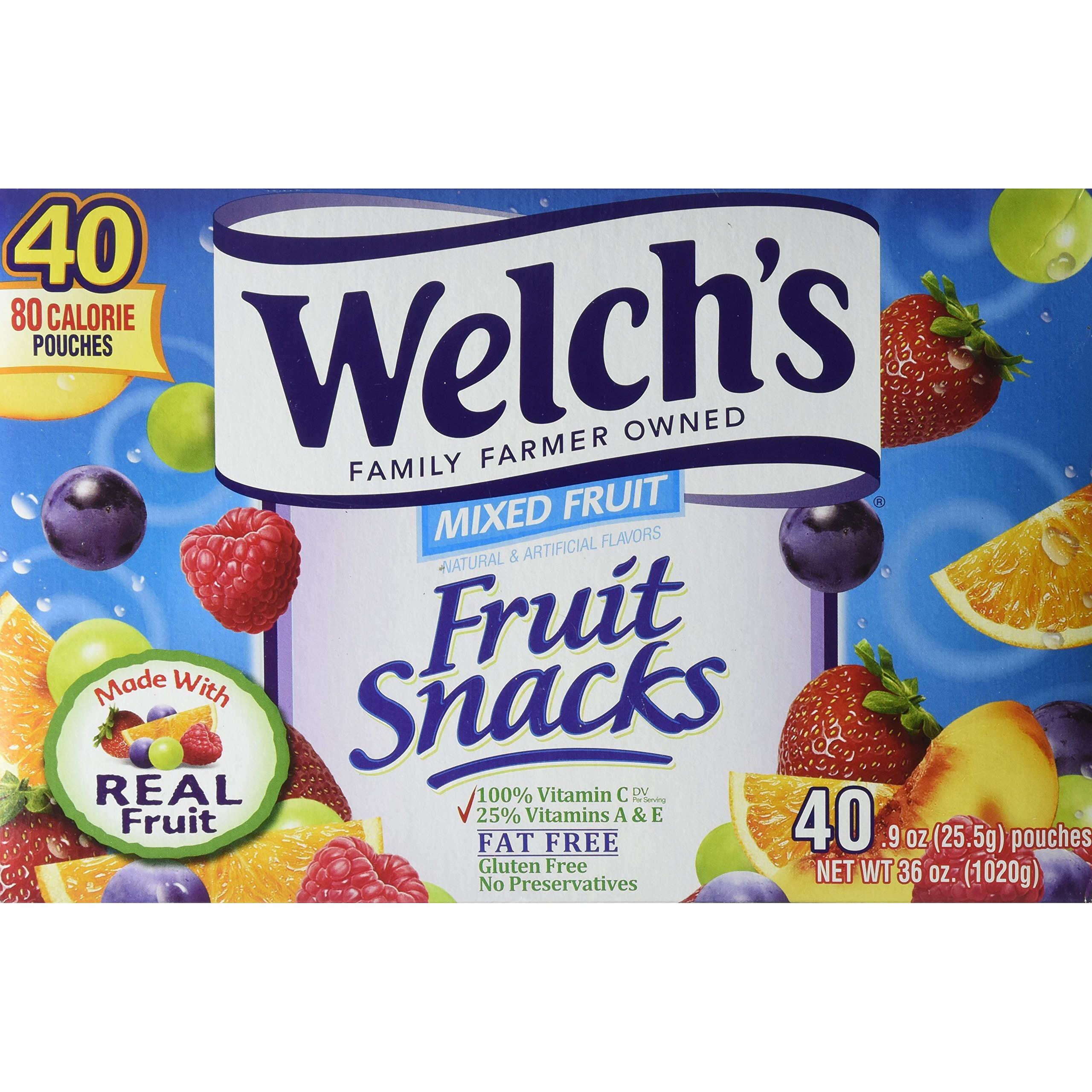 Welch's Fruit Snacks, Mixed Fruit, Gluten Free, Bulk Pack, 40 Count (Pack Of 6)