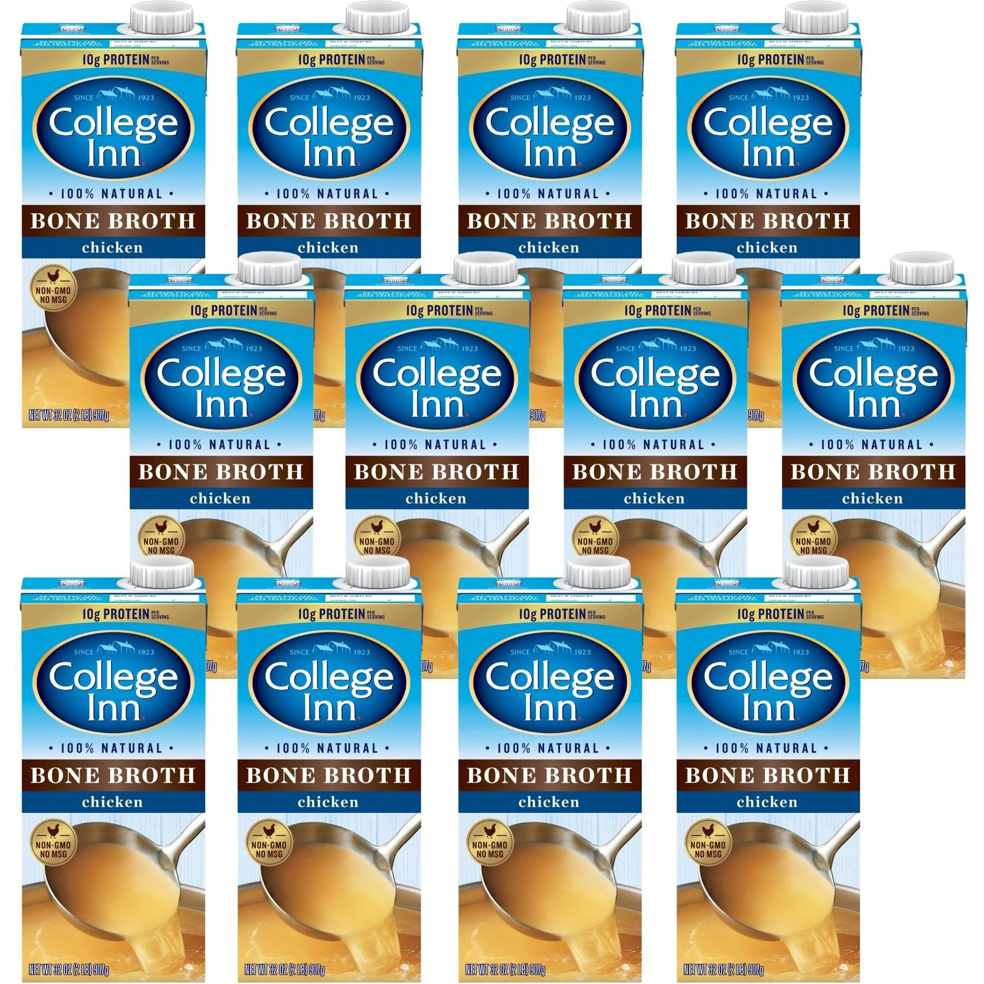 College Inn 100% Natural Chicken Bone Broth, 12 Pack, 32 Oz Carton