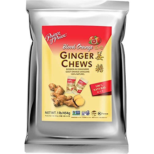 Prince Of Peace Blood Orange Ginger Chews, 1 Lb. - Candied Ginger - Candy Pack - Ginger Chews Candy - Natural Candy
