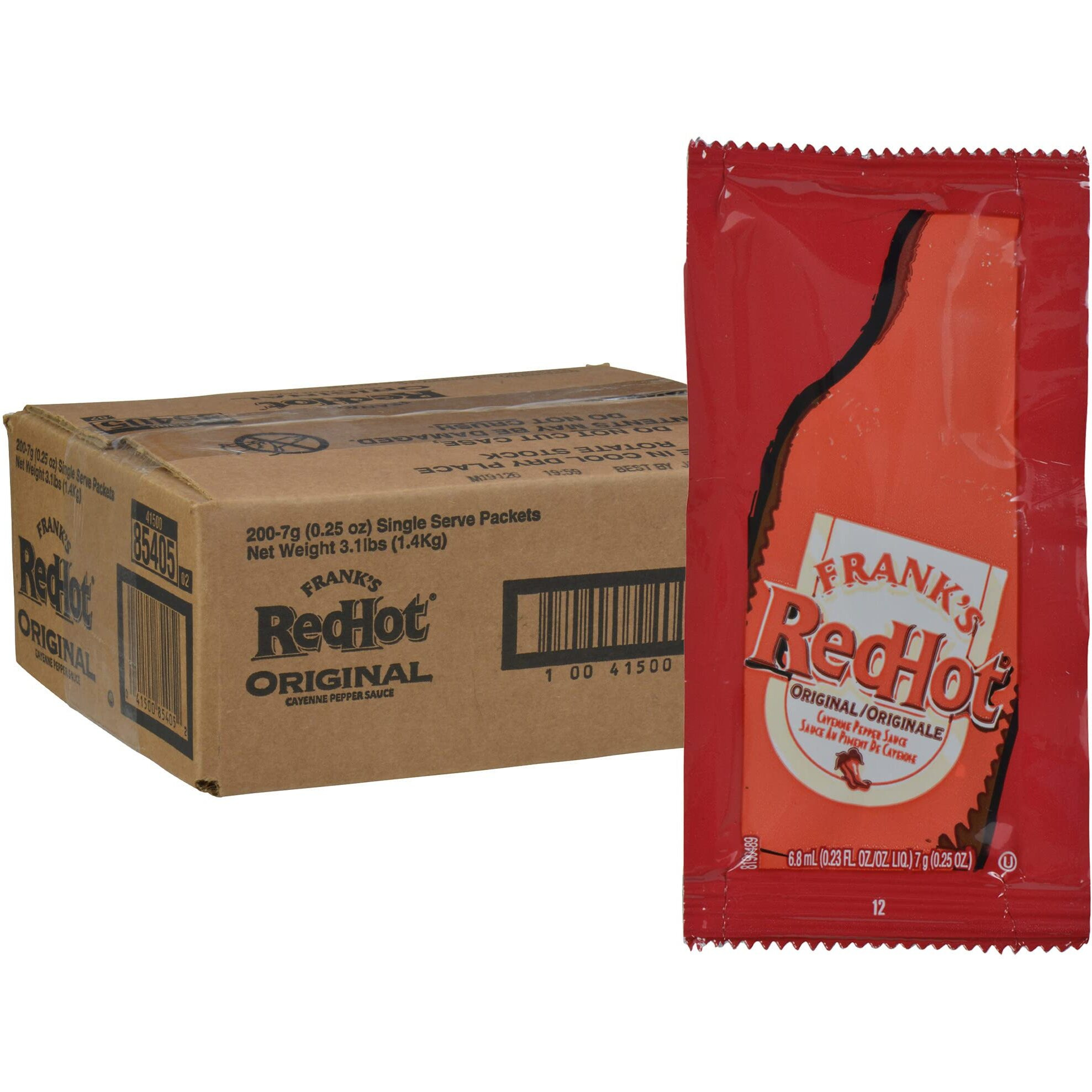 Frank's Redhot Original Cayenne Pepper Sauce Packets, 200 Count - One 200 Count Package Of Frank's Hot Sauce Packets, Perfect Single-Serve Size For Take-Out, Delivery And Catering