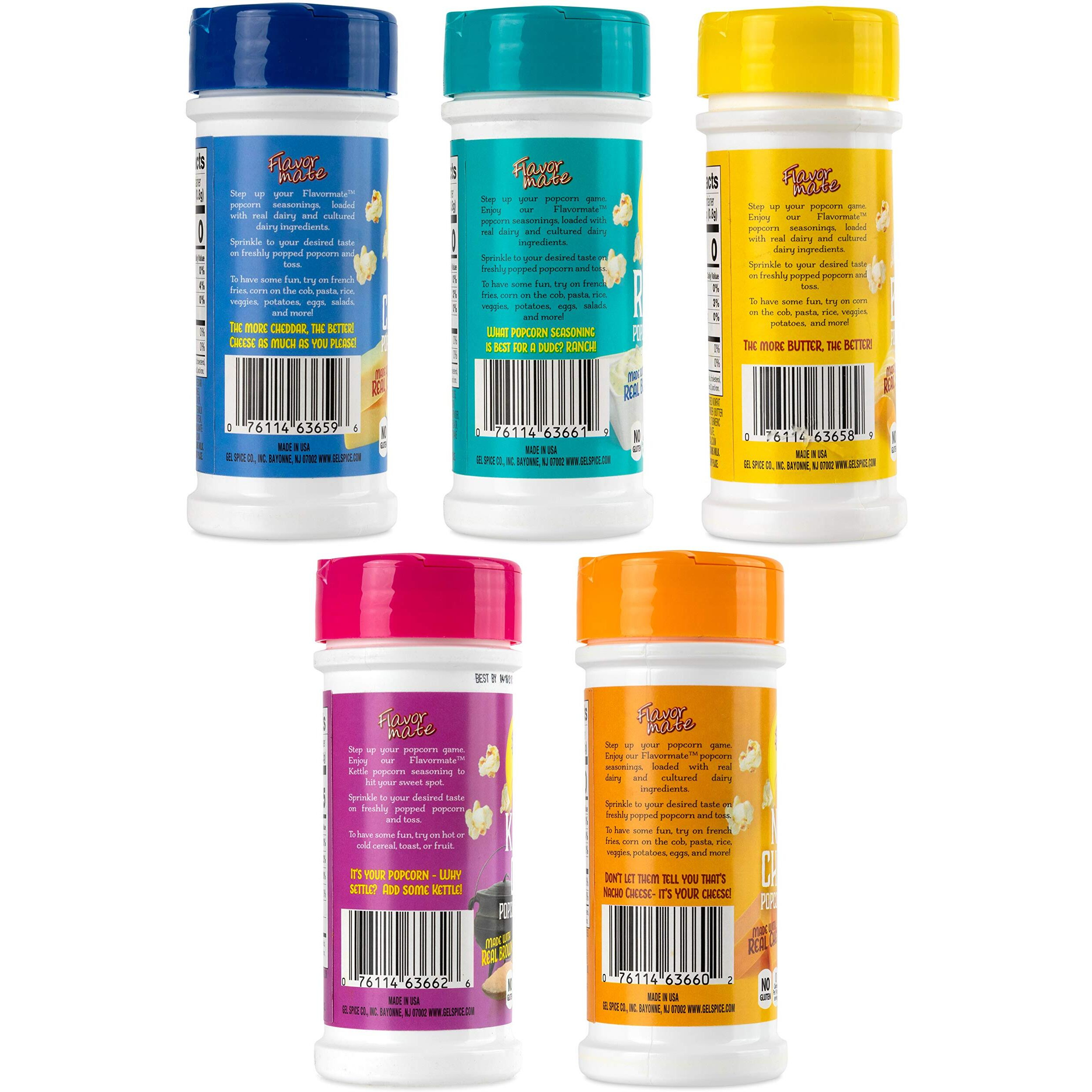 Flavor Mate Popcorn Seasoning 2.5 Oz Variety Pack, 5 Count