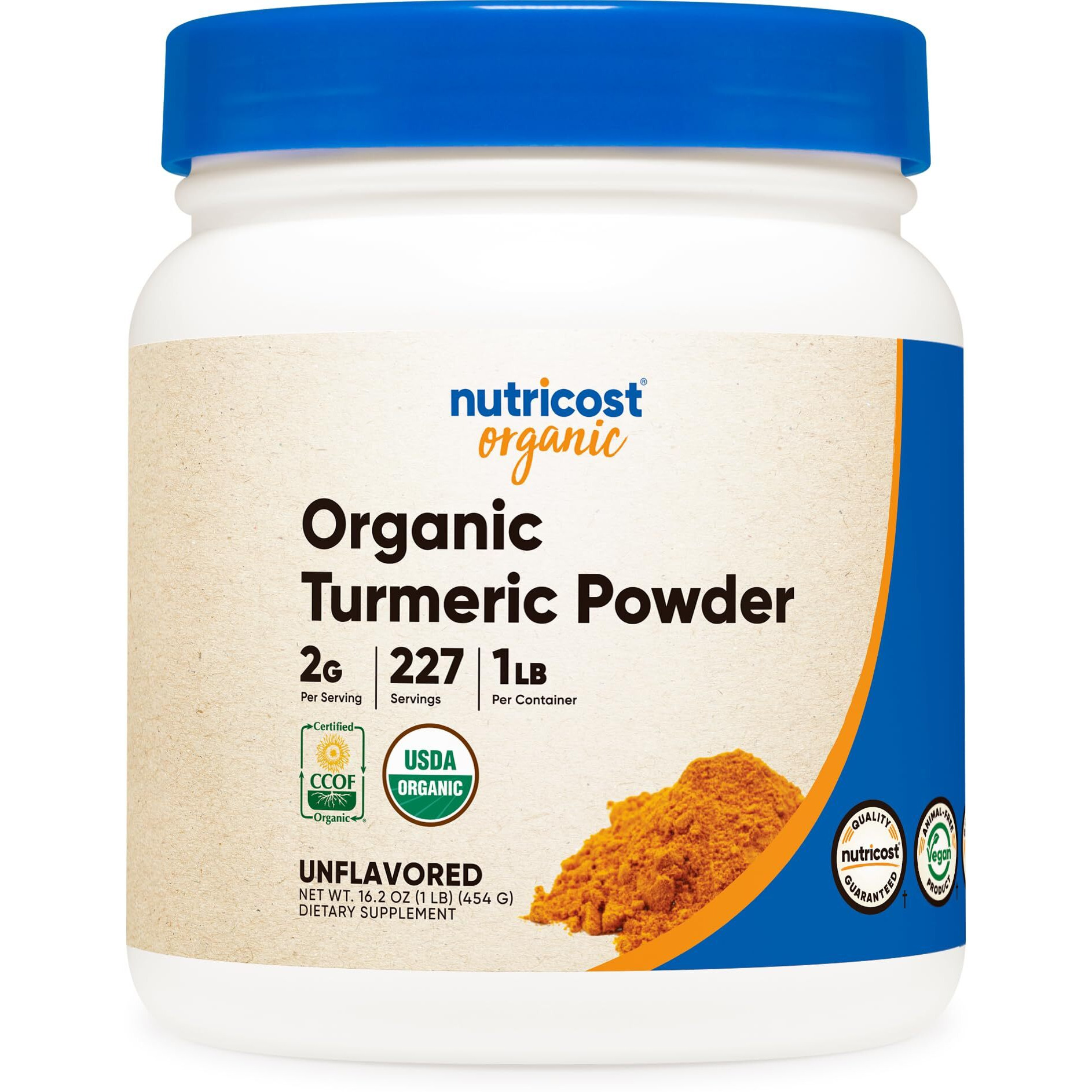 Nutricost Organic Turmeric Root Powder 1 Lb (16Oz) - Certified Usda Organic, Food Grade, Gluten Free, Non-Gmo