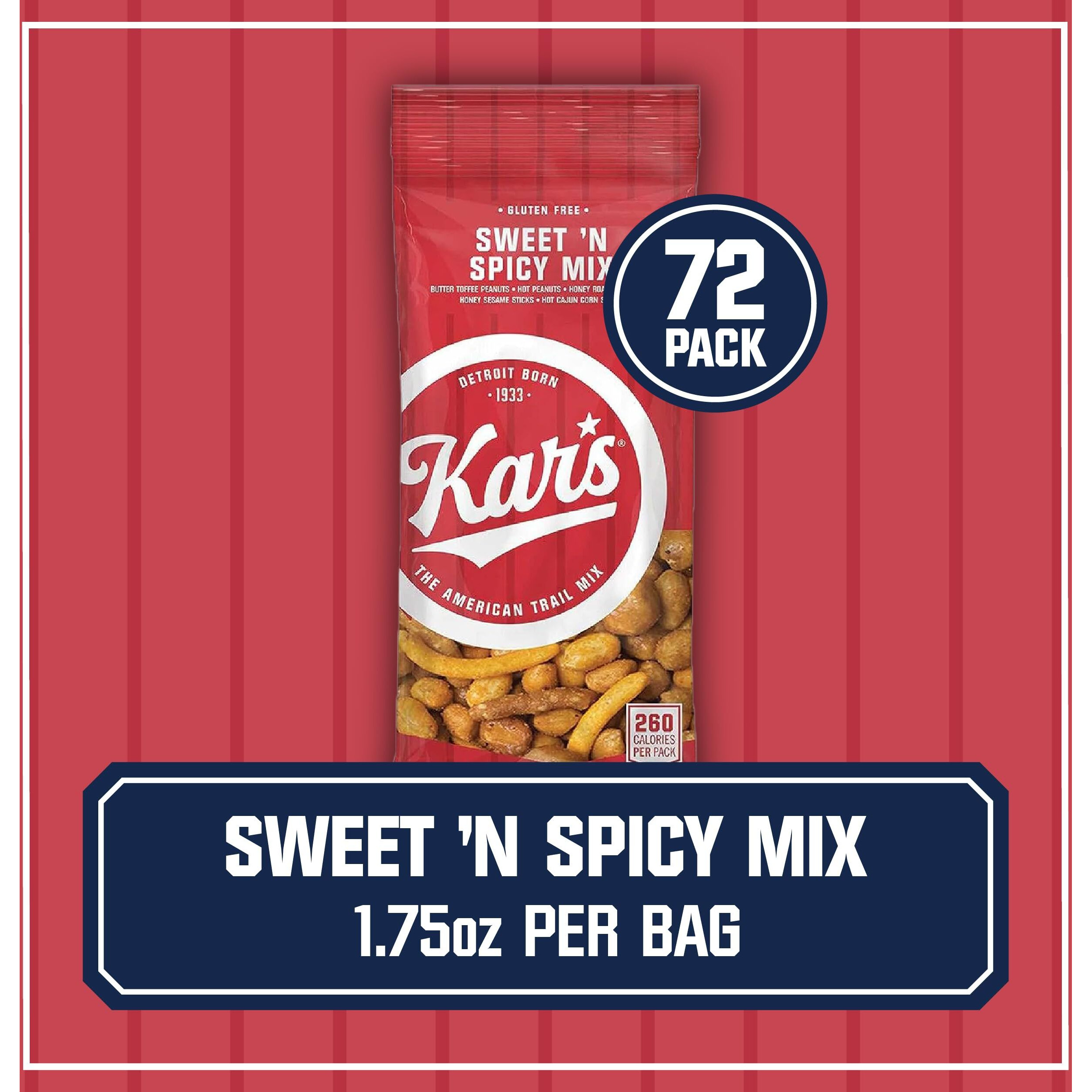 Kars Nuts Sweet N Spicy Trail Mix, 1.75 Oz Individual Snack Packs - Bulk Pack Of 72, Gluten-Free Snack Mix