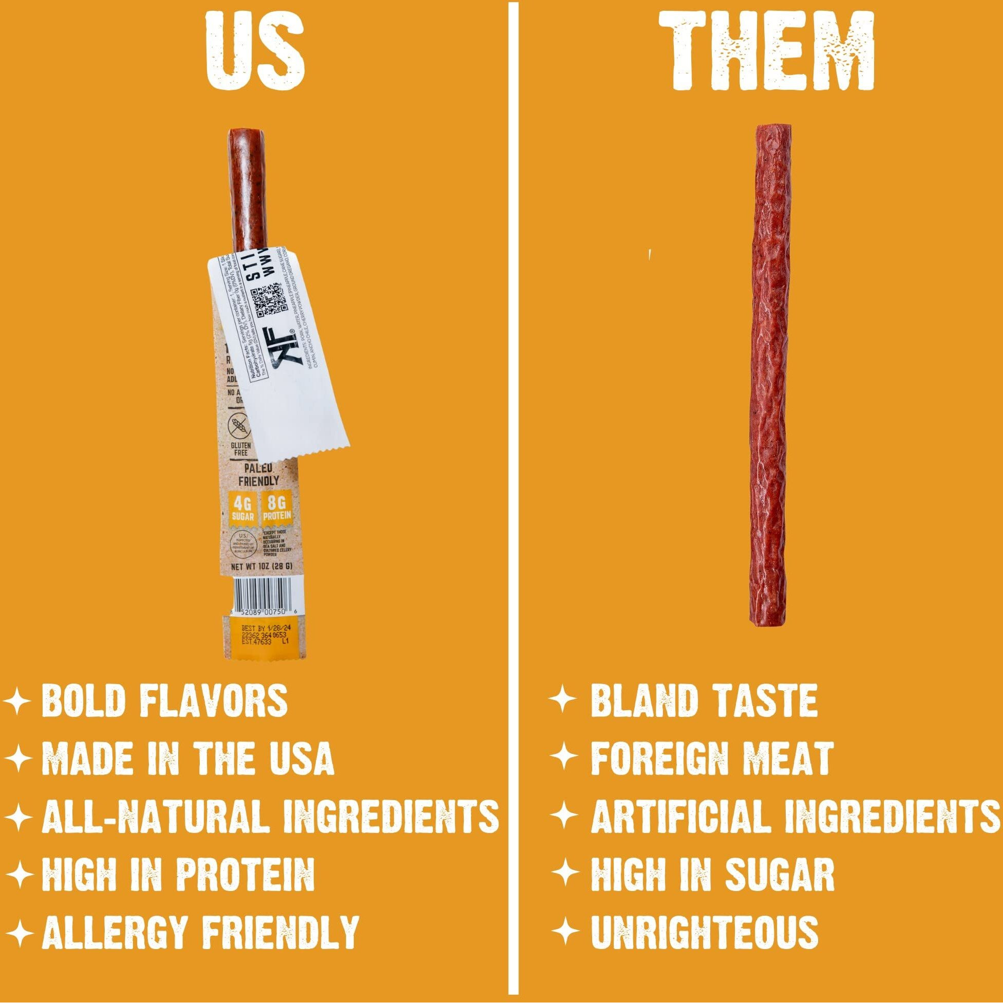 Righteous Felon Meat Sticks | 100% Pork Sticks | Gluten Free & Keto Meat Sticks | Low Sugar & High Protein Meat Sticks | Healthy Snack For Adults | Jerky Gifts For Men | Street Taco, 24 Pack