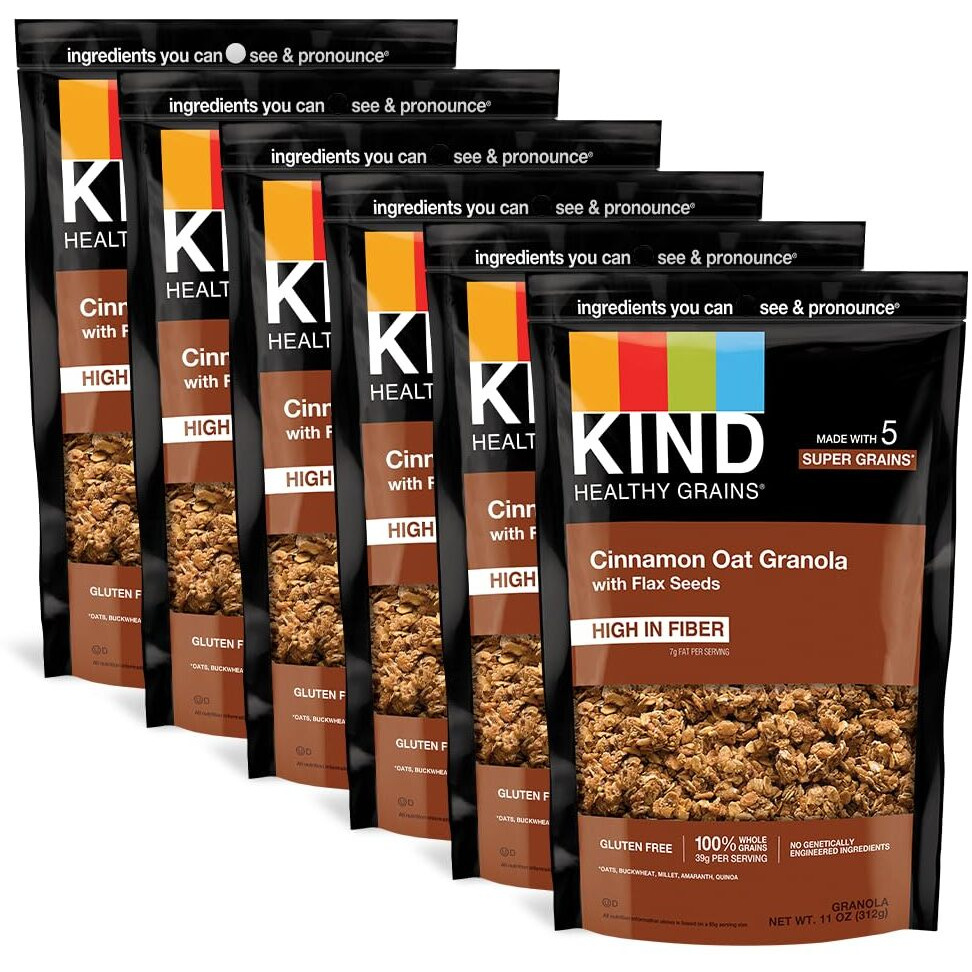 Kind Healthy Grains Clusters, Cinnamon Oat With Flax Seeds, Gluten Free, 11 Ounce (Pack Of 6)