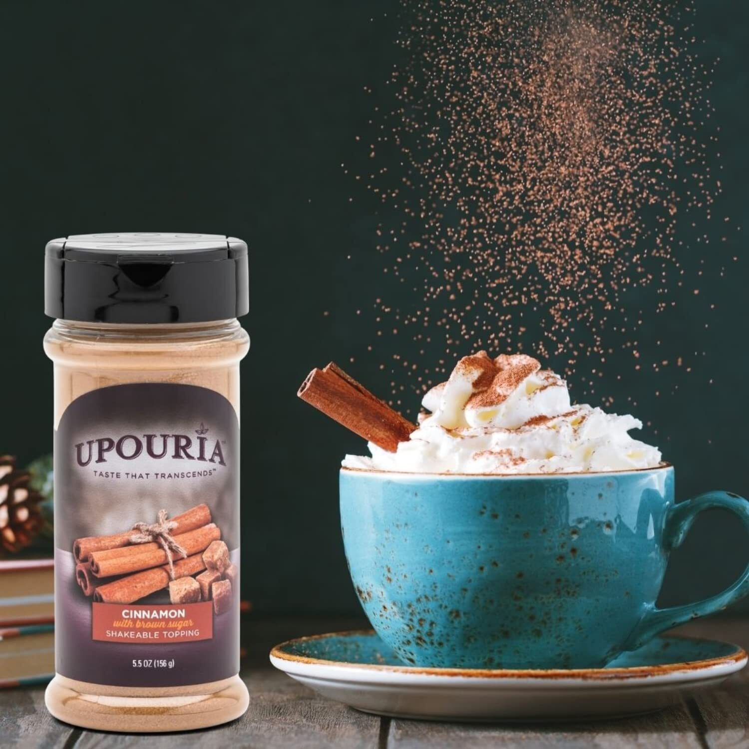 Sunny Sky Upouria Coffee Topping Variety Pack - Chocolate, Cookies N Cream, French Vanilla And Cinnamon With Brown Sugar - 5.5 Ounce Shakeable Topping Jars - (Pack Of 4)