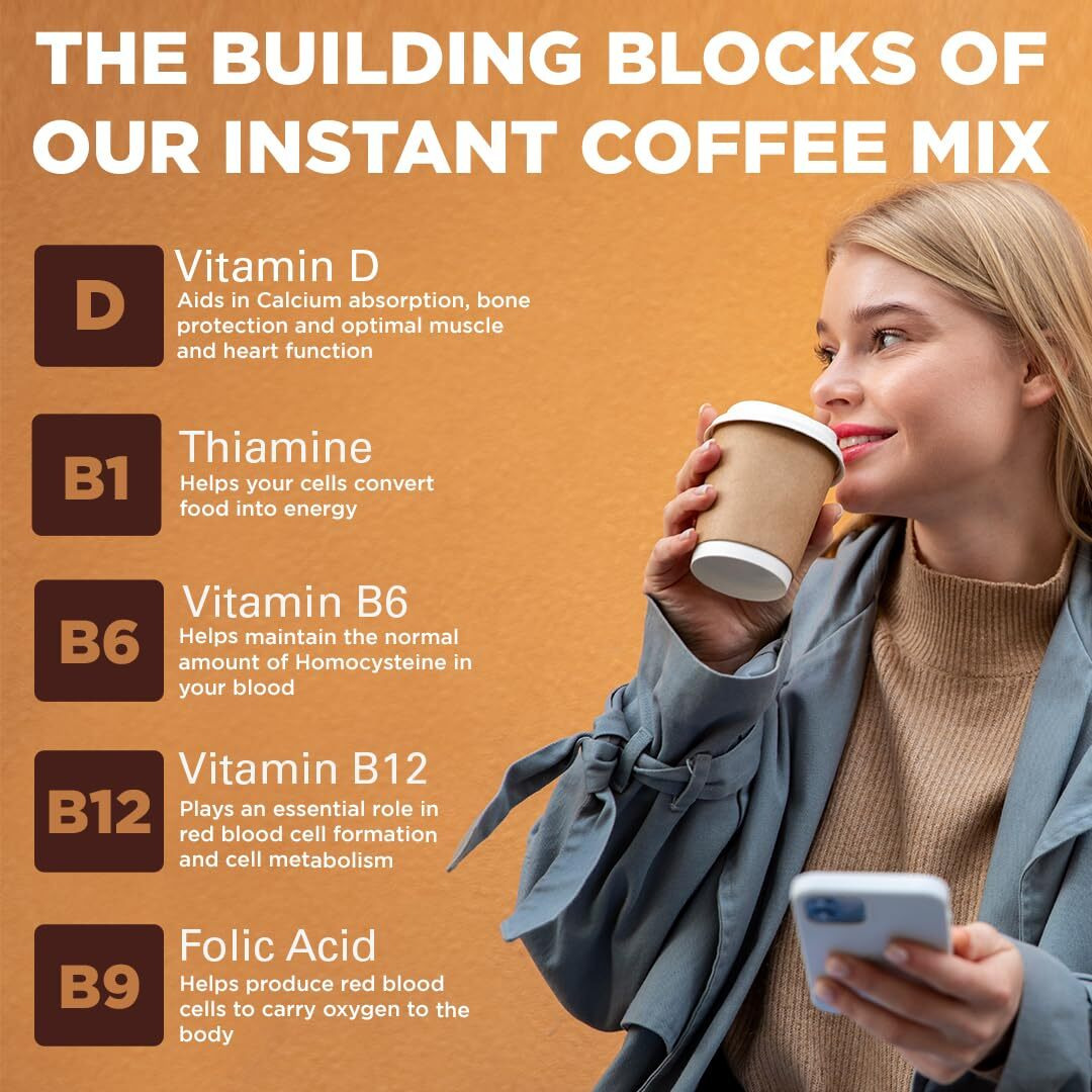 Keto Vitals Instant Keto Coffee Powder - 30 Servings - Low-Calorie Original Sweetened Coffee With Keto-Friendly Creamer