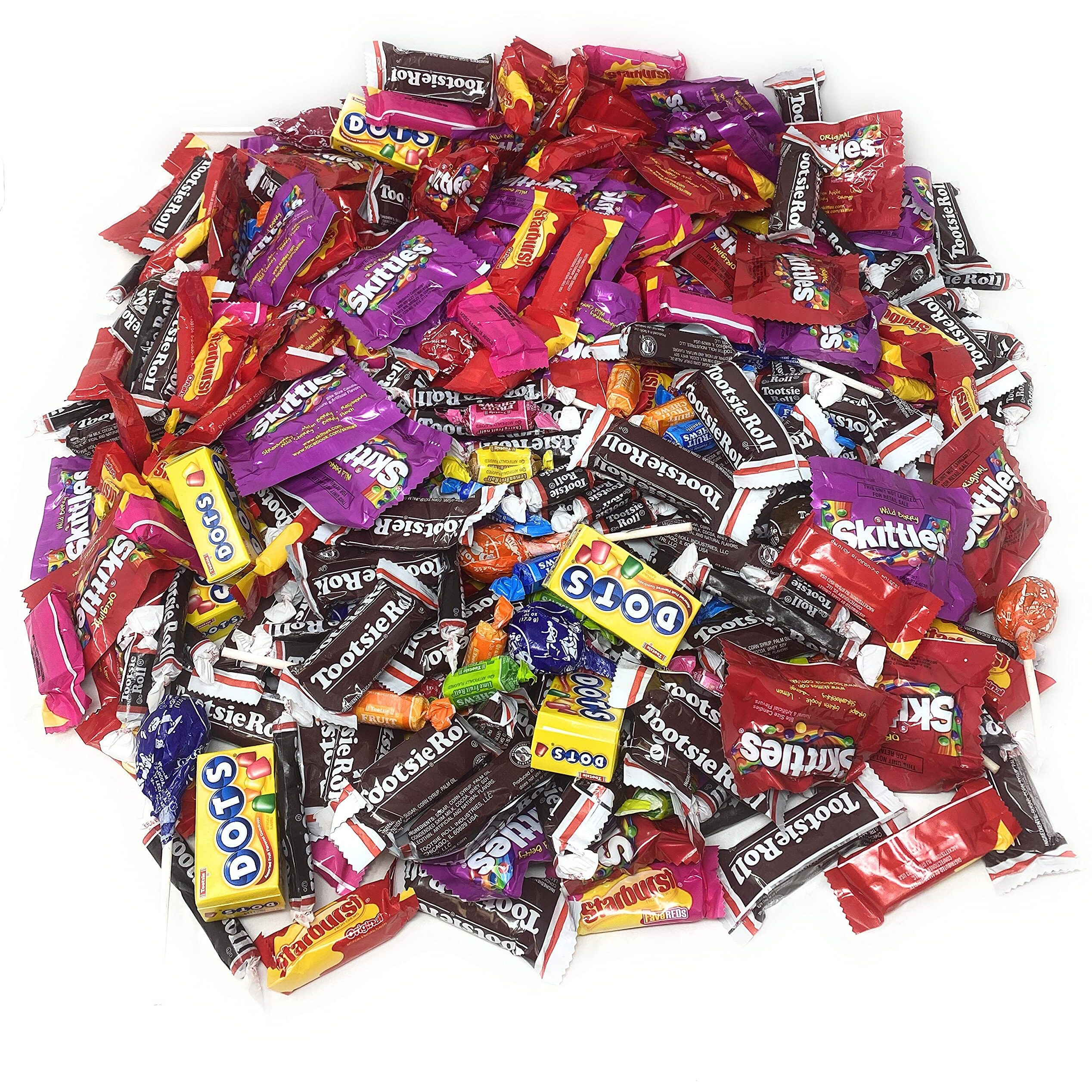 Halloween Special Assorted Bulk American Candy 11.25 Lb Starbursts Favereds And Skittles Original And Wild Berry Tootsie Rolls Juniors Tootsie Snack Bars Tootsie Mini Dots Tootsie Pops Fruit Rolls 450+ Ct (180.4 Oz)