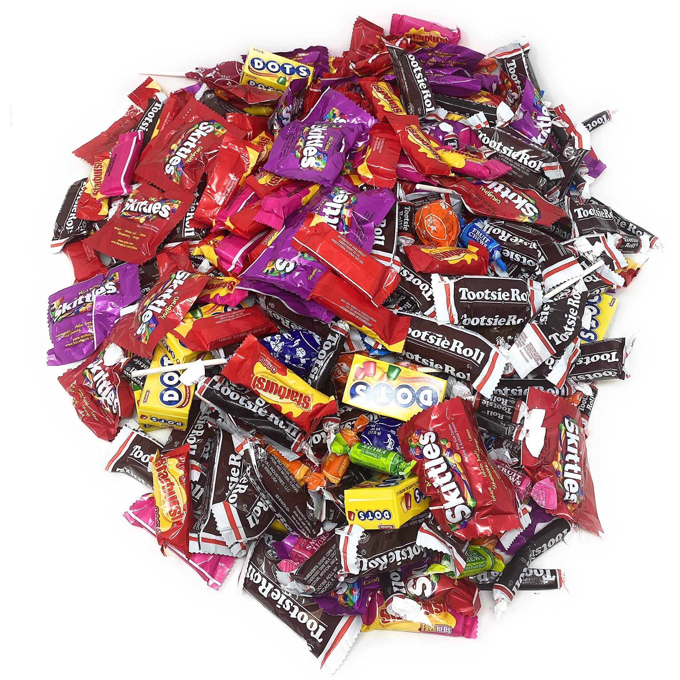 Halloween Special Assorted Bulk American Candy 11.25 Lb Starbursts Favereds And Skittles Original And Wild Berry Tootsie Rolls Juniors Tootsie Snack Bars Tootsie Mini Dots Tootsie Pops Fruit Rolls 450+ Ct (180.4 Oz)