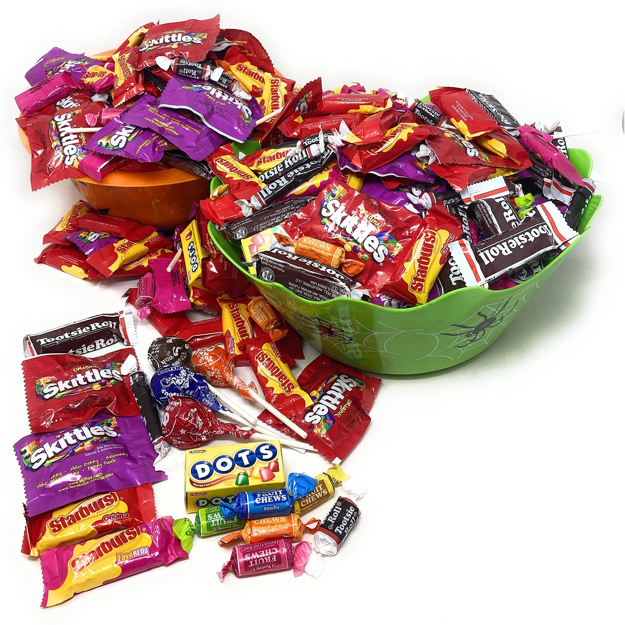 Halloween Special Assorted Bulk American Candy 11.25 Lb Starbursts Favereds And Skittles Original And Wild Berry Tootsie Rolls Juniors Tootsie Snack Bars Tootsie Mini Dots Tootsie Pops Fruit Rolls 450+ Ct (180.4 Oz)