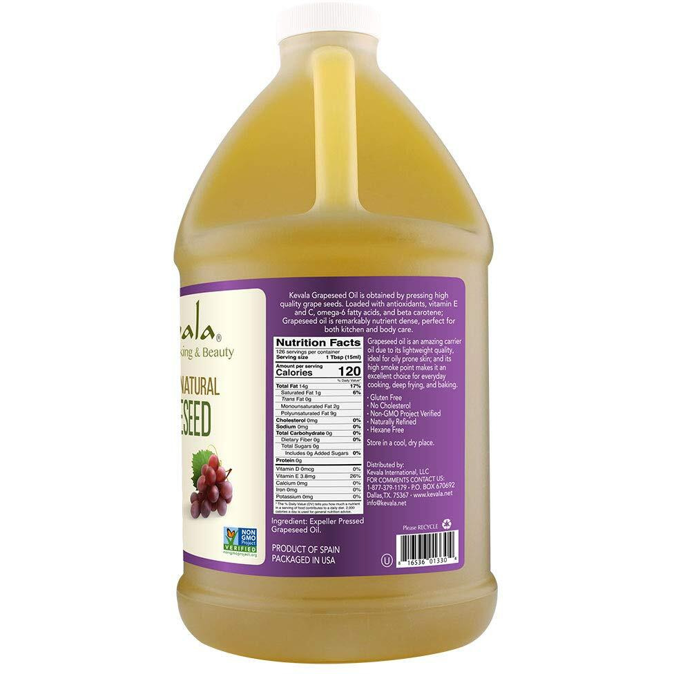 Kevala Grapeseed Oil - Vitamin E Oil - Body Oil - Massage Oil - Grape Seed Extract - Grapeseed Oil Cooking - Gluten Free - 64 Fluid Ounce - 1/2 Gallon
