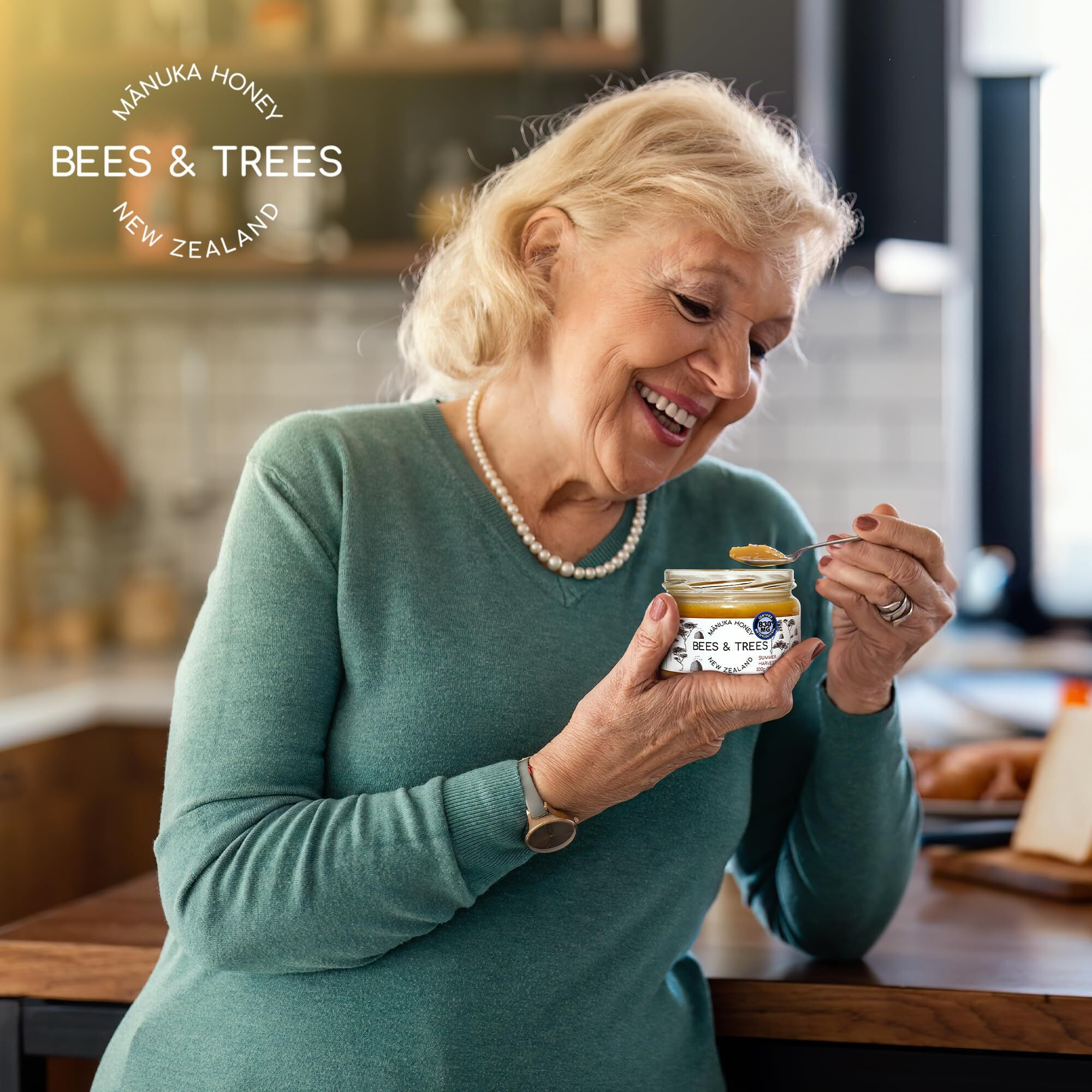 Bees & Trees Manuka Honey Founder's Reserve Certified 830+ Methylglyoxal - 100% Pure New Zealand Monofloral, Raw & Unpasteurized - Authentic Delicious Superfood For Dietary Health - 300G Glass Jar