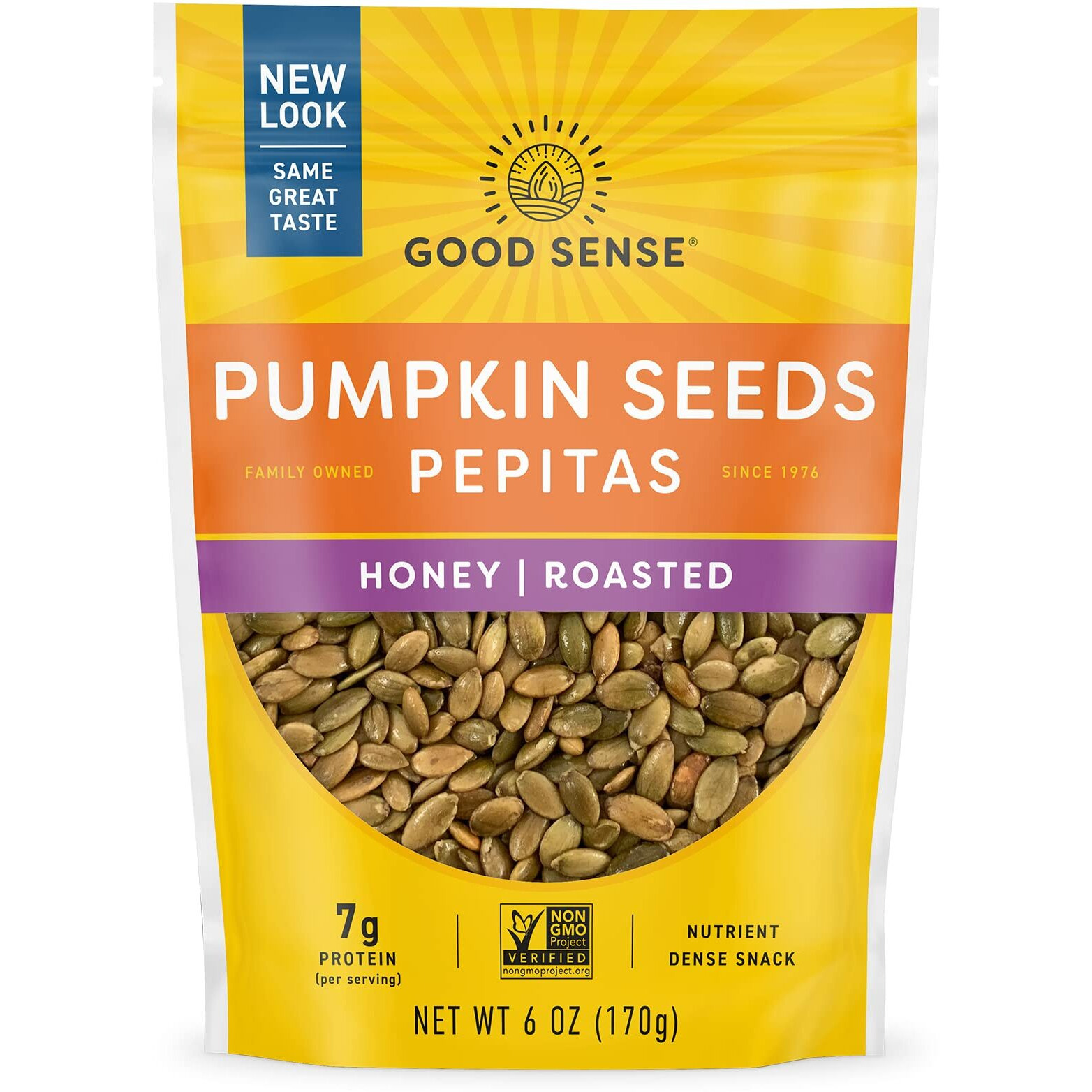 Good Sense Good Sense Shelled Pumpkin Seeds (Pepitas), Honey Roasted - 6 Ounce Bags (Pack Of 12)