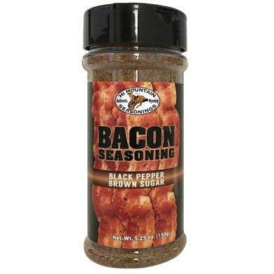 Hi Mountain Bacon Seasoning | Black Pepper & Brown Sugar Blend | Elevate Your Bacon | Season Your Bacon Before Cooking | Sweet, Rich Caramel Flavor With Touch Of Heat | Pork, Venison, Deer (5.25Oz)