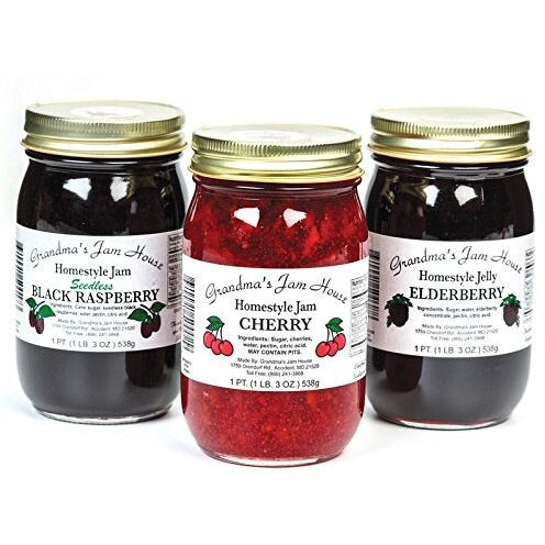 Grandmas Jam House, Homestyle Red Raspberry Jam, Seedless, 1 Pint (1 Jar)