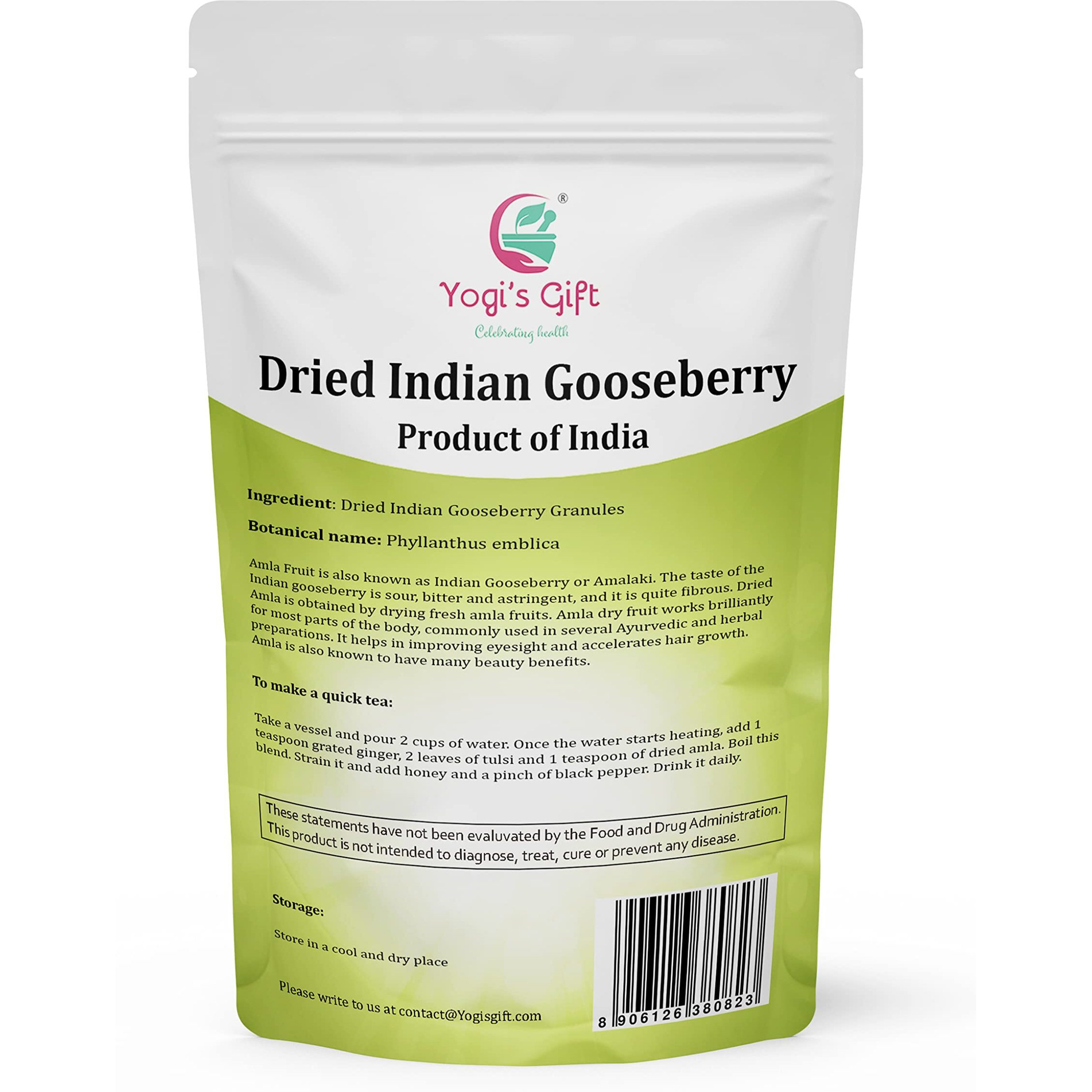 Dried Amla/Gooseberry Cut & Sifted 1 Lb | Rich In Vitamin C, Fibre | Phyllanthus Emblica | By Yogi's Gift