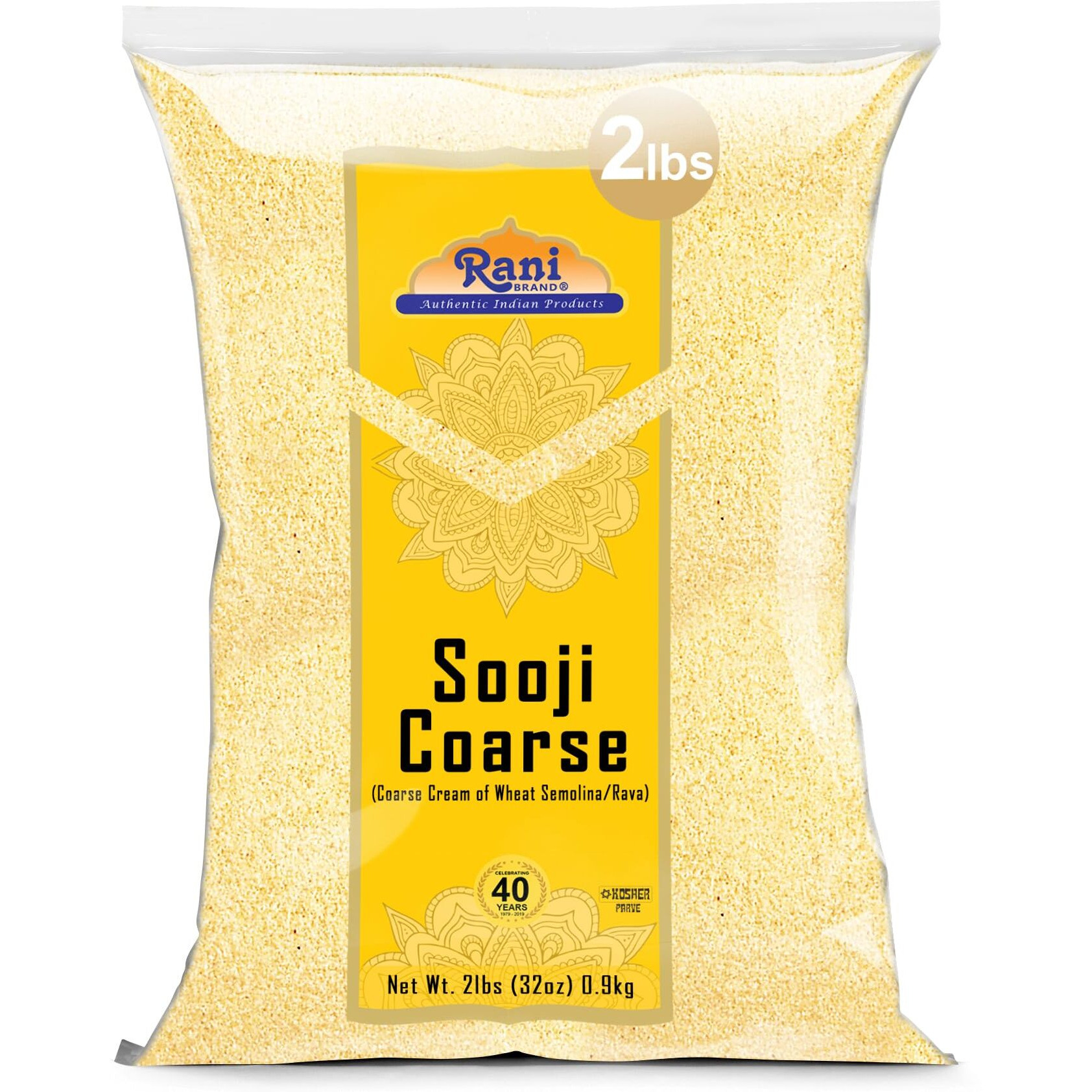 Rani Sooji Coarse (Farina, Suji, Rava, Rawa, Wheat Semolina) Flour 32Oz (2Lbs) 908G ~ All Natural | Vegan | Non-Gmo | Kosher | Indian Origin