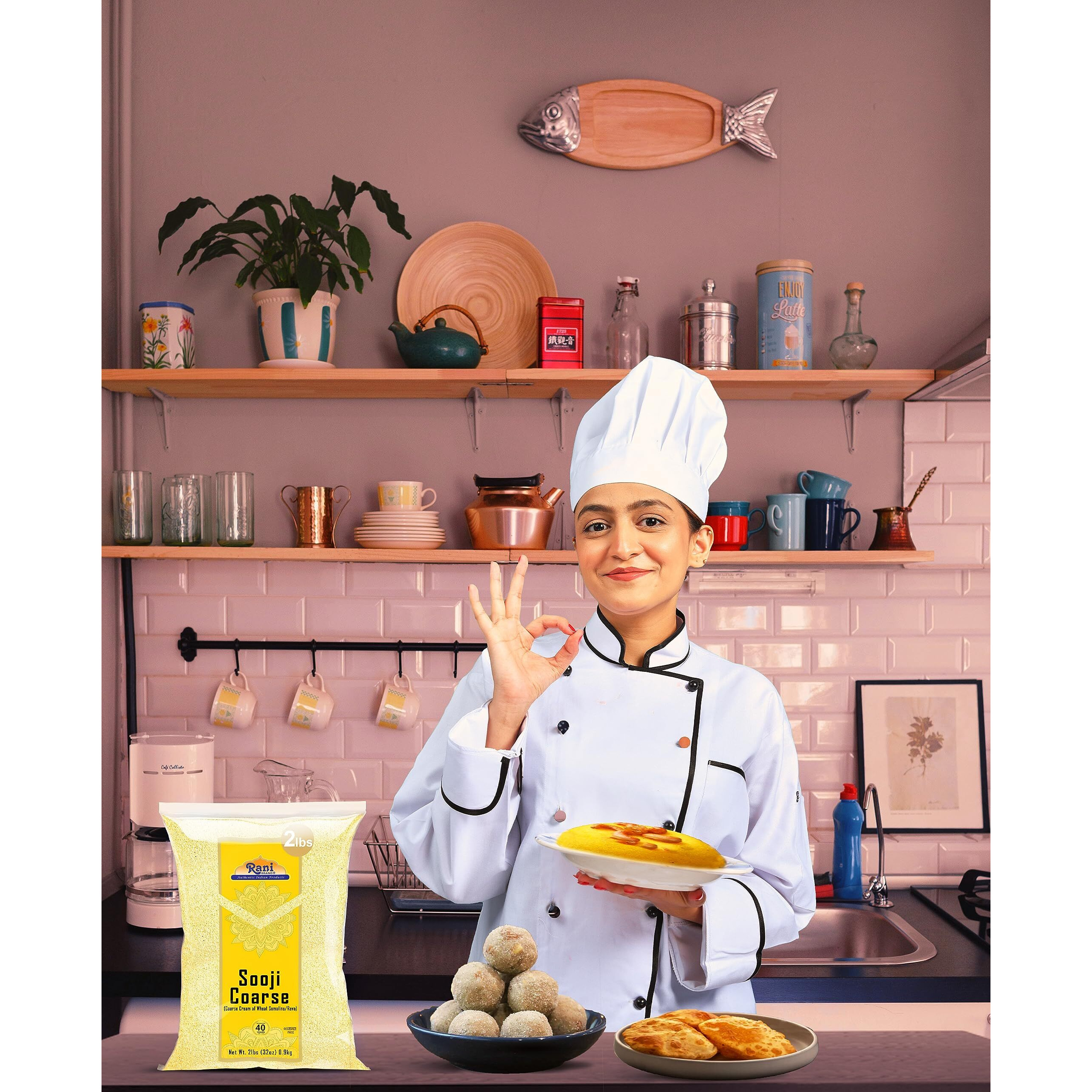 Rani Sooji Coarse (Farina, Suji, Rava, Rawa, Wheat Semolina) Flour 32Oz (2Lbs) 908G ~ All Natural | Vegan | Non-Gmo | Kosher | Indian Origin