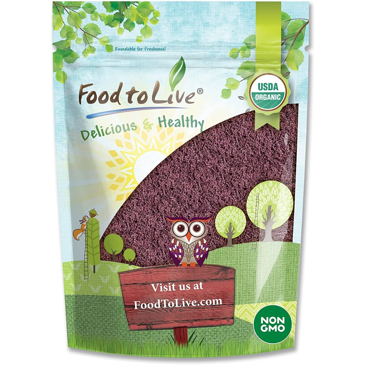 Food To Live Organic Acai Berry Powder, 8 Ounces - Non-Gmo, Kosher, Raw, Vegan, Freeze-Dried, Unsweetened, Unsulfured, Bulk