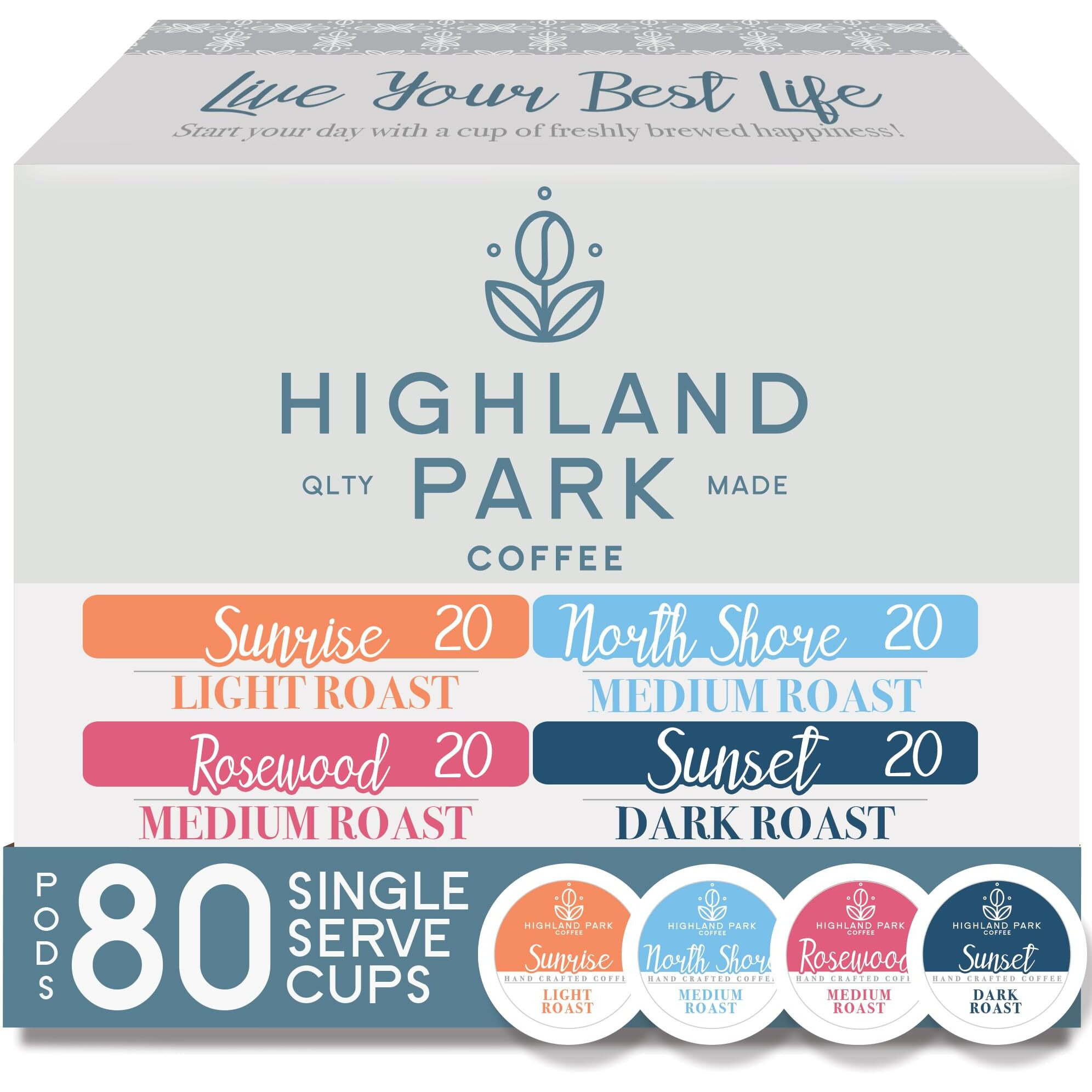 Highland Park Coffee Single Serve Coffee Pods Compatible With Keurig K Cup Brewers, Variety Pack, 80 Count