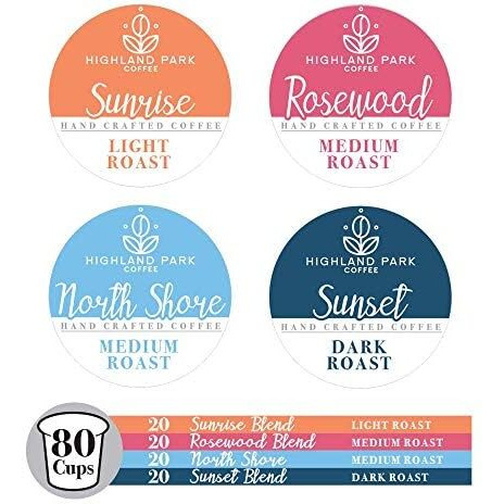 Highland Park Coffee Single Serve Coffee Pods Compatible With Keurig K Cup Brewers, Variety Pack, 80 Count
