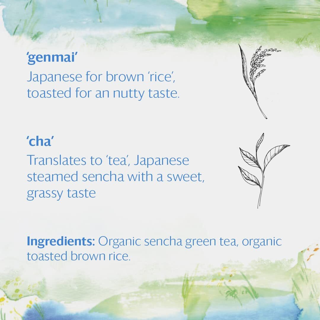 Grace Farms Organic Genmaicha Green Tea (16 Pyramid Sachets) | Japanese Sencha And Toasted Rice | Smooth And Nutty | Organic And Kosher Certified | Gives Back 100% Of Profits