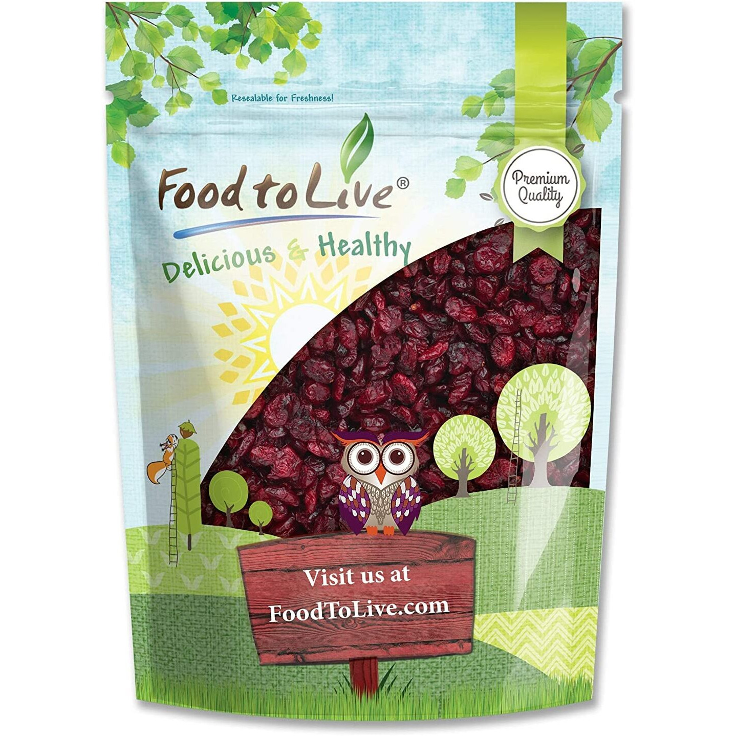 Food To Live Dried Cranberries, 2.5 Pounds - Raw, Kosher, Vegan, Lightly Sweetened And Coated With Sunflower Oil, Unsulfured, Bulk