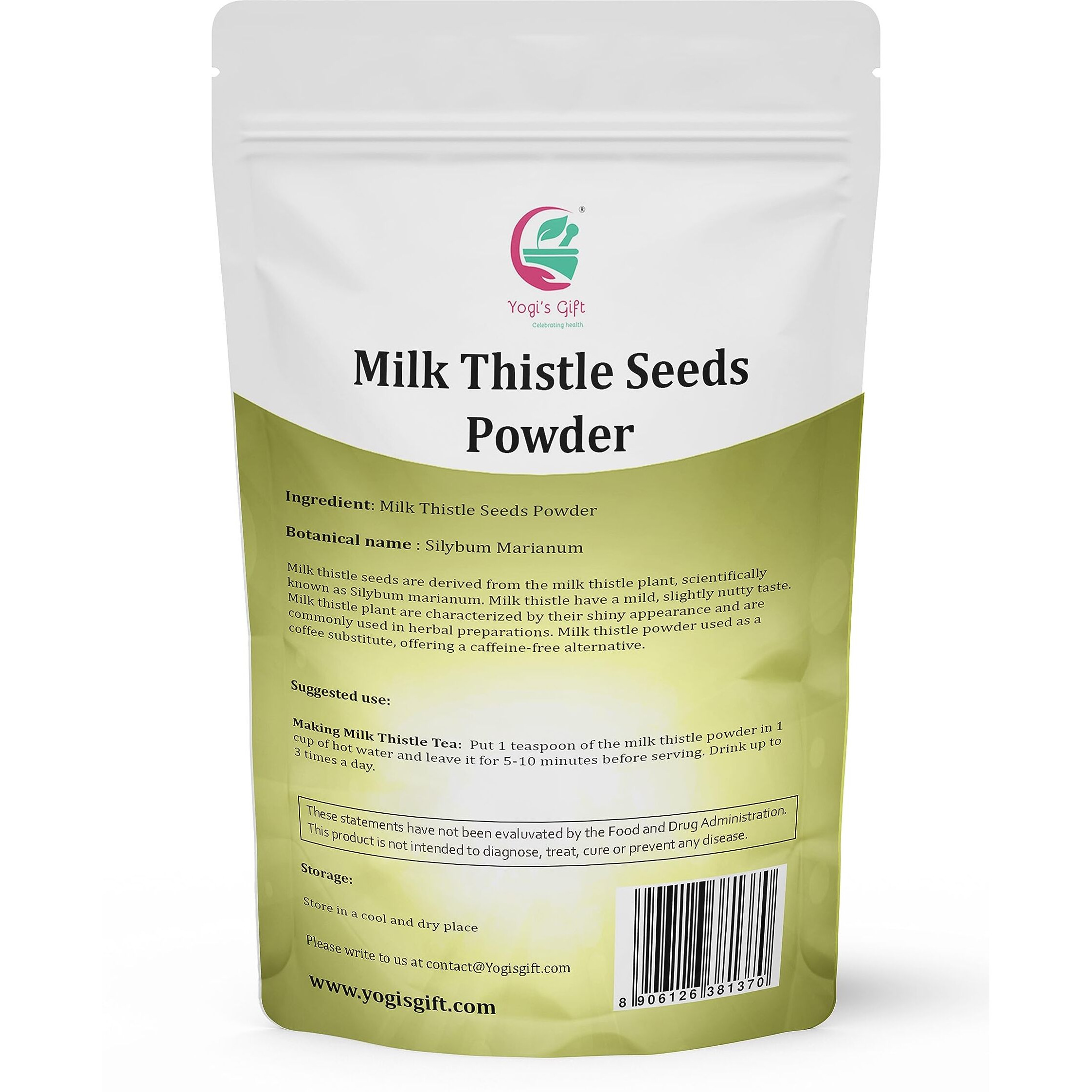 Milk Thistle Seed Powder 1 Lb | Rich In Silymarin | By Yogi's Gift