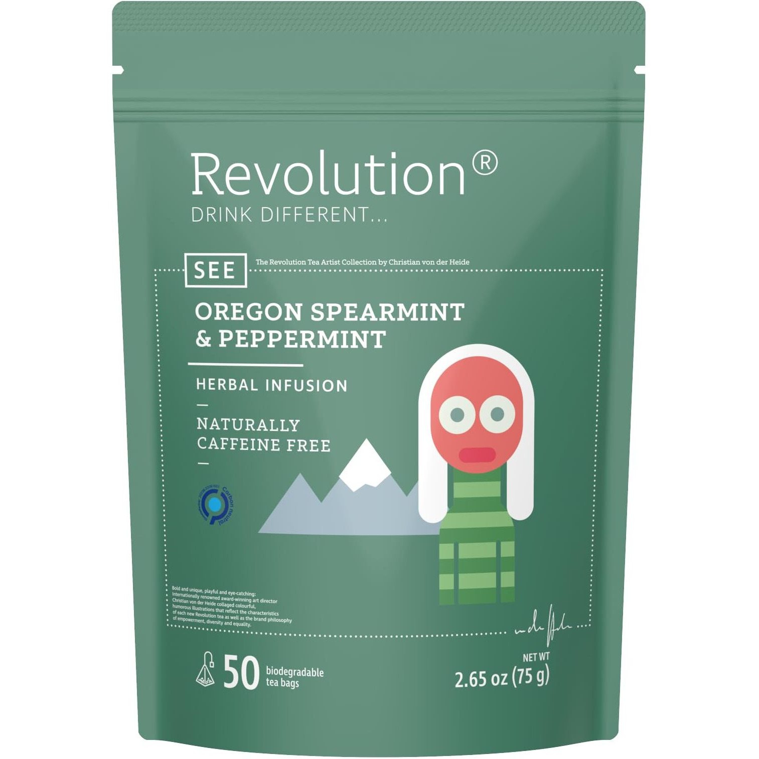 Revolution Tea Southern Mint [The Original] - Oregon Spearmint & Peppermint - Premium Full Leaf Tea - Biodegradable Infuser Tea Bags - Herbal Tea - Naturally Caffeine Free - 50 Bags