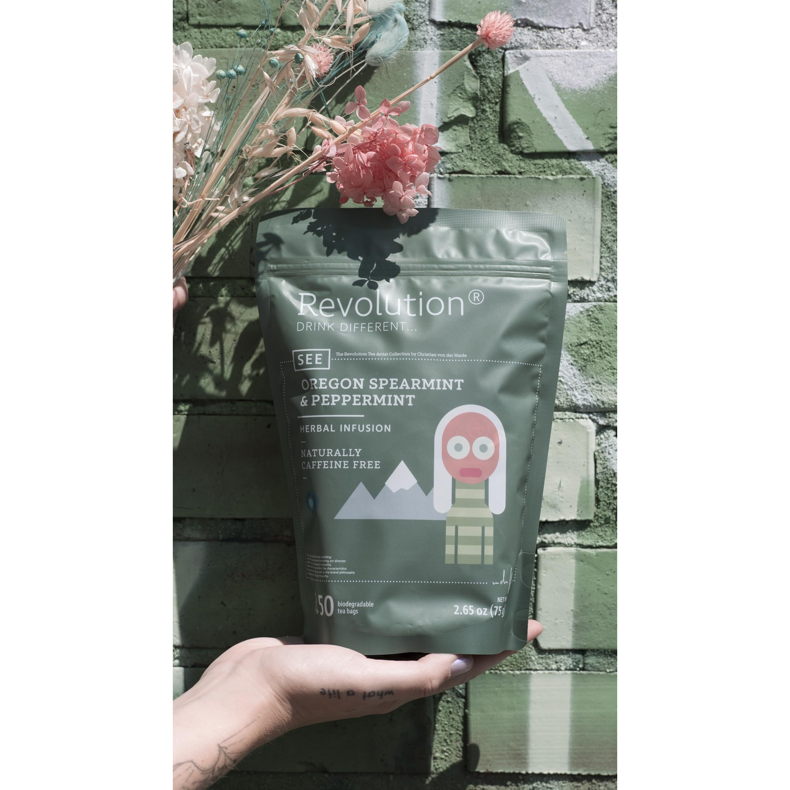 Revolution Tea Southern Mint [The Original] - Oregon Spearmint & Peppermint - Premium Full Leaf Tea - Biodegradable Infuser Tea Bags - Herbal Tea - Naturally Caffeine Free - 50 Bags