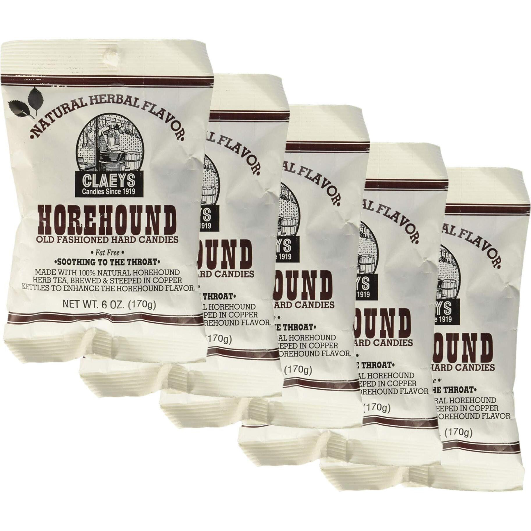 Claeys Old Fashioned Hard Candy, Horehound, 6 Ounce - 5 Pack