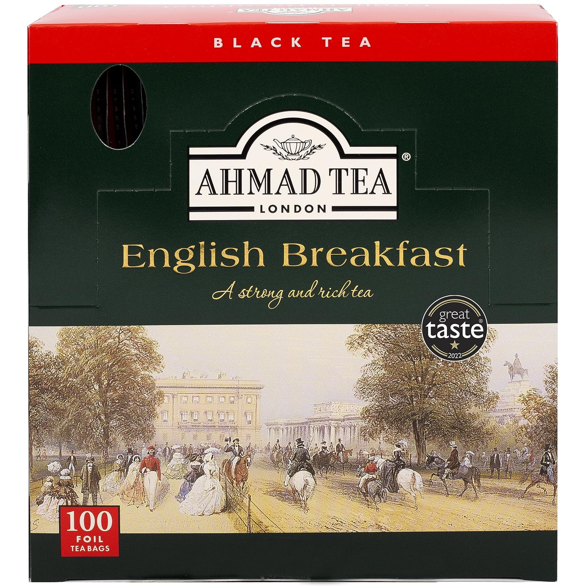 Ahmad Tea Black Tea, English Breakfast Teabags Individually Wrapped In Foil, 100 Ct - Caffeinated & Sugar-Free