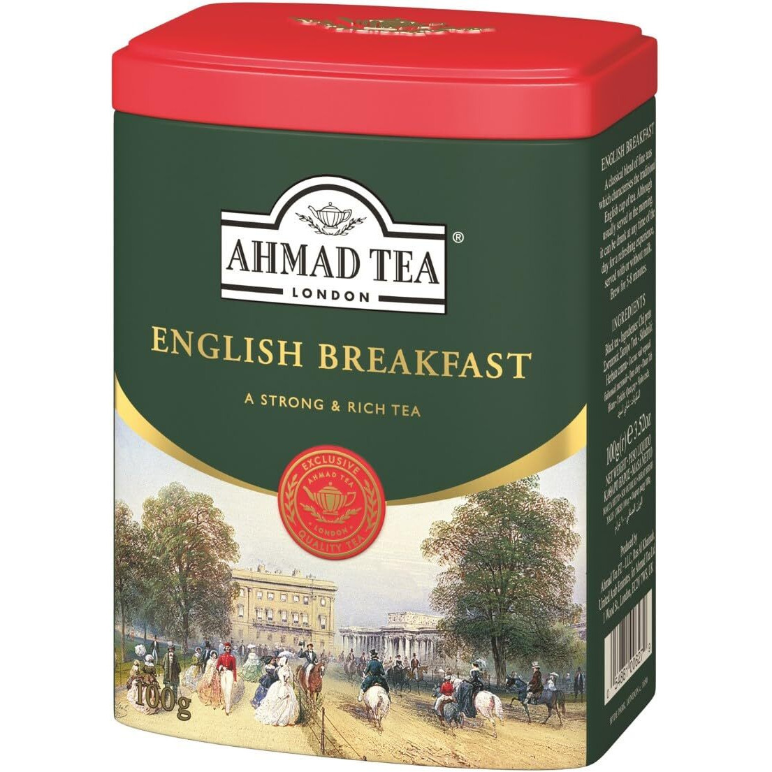 Ahmad Tea Caddy Gift Tin, English Scene, English Breakfast, 100 Gram