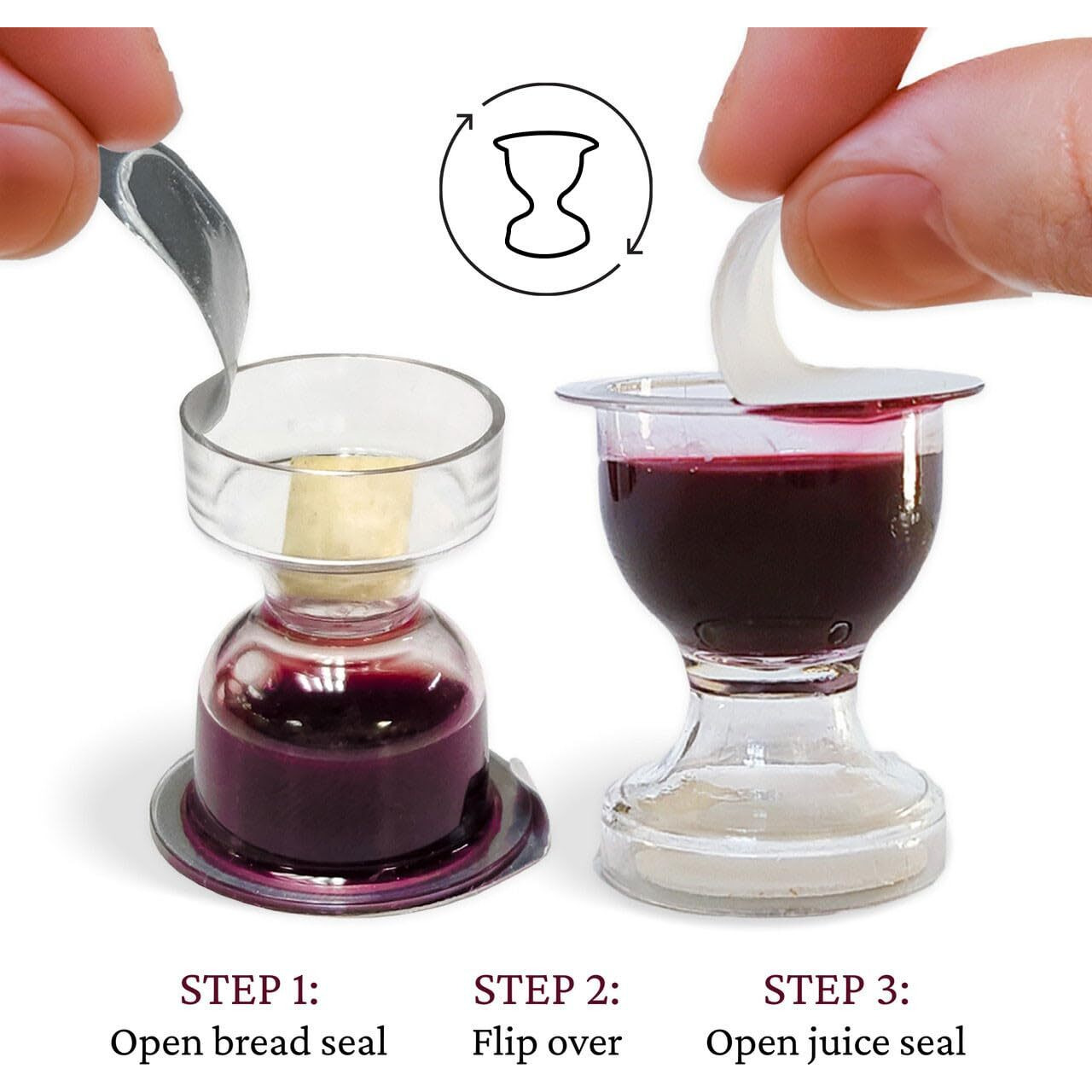Truevine Chalice Communion Cups And Wafer Set - Prefilled Cups With Gluten Free Unleavened Bread & Grape Juice - Carefully Packaged & Easy To Open, Ideal First Communion (100 Count)