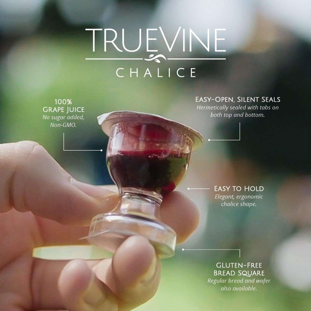 Truevine Chalice Communion Cups And Wafer Set - Prefilled Cups With Gluten Free Unleavened Bread & Grape Juice - Carefully Packaged & Easy To Open, Ideal First Communion (100 Count)