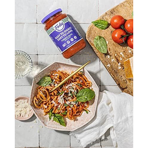 Fody Foods Tomato Basil Pasta Sauce, 19.4 Ounces, Low Fodmap Certified, Sensitive Recipe & Gut Friendly, Premium Quality Ingredients, Non-Gmo, Pack Of 3, Packaging May Vary